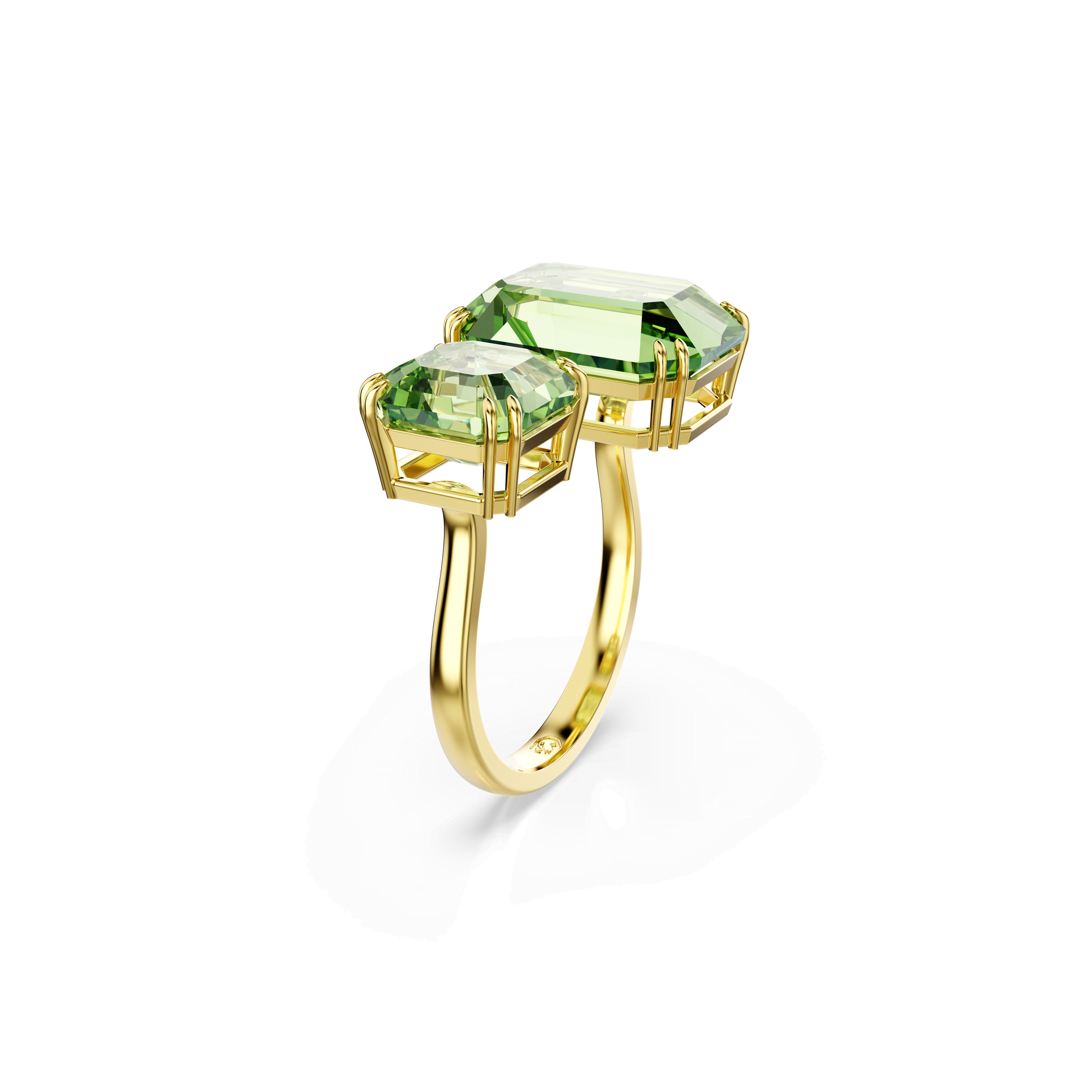 Millenia open ring, Octagon cut, Green, Gold-tone plated 5614923