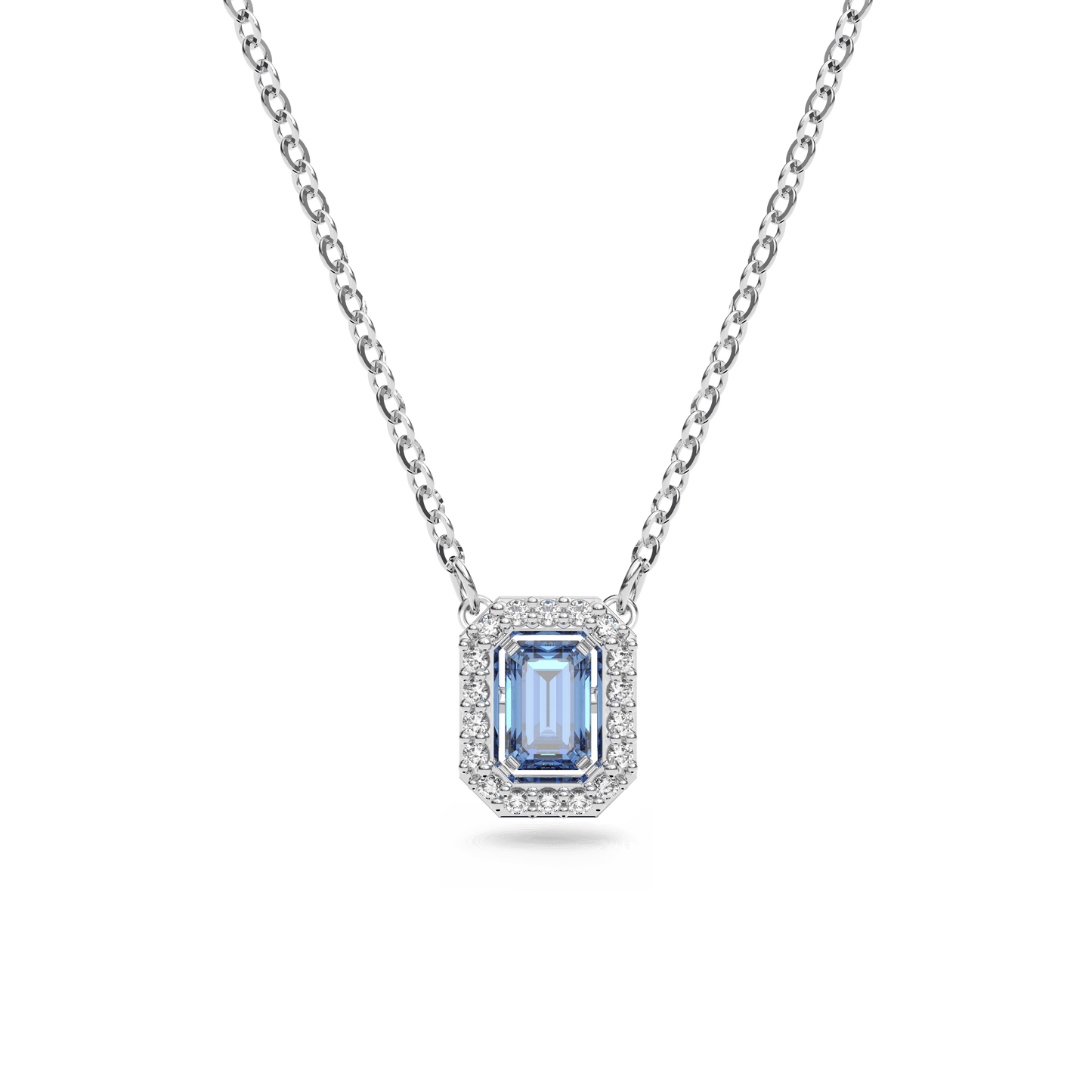 Una necklace, Octagon cut, Blue, Rhodium plated 5614926