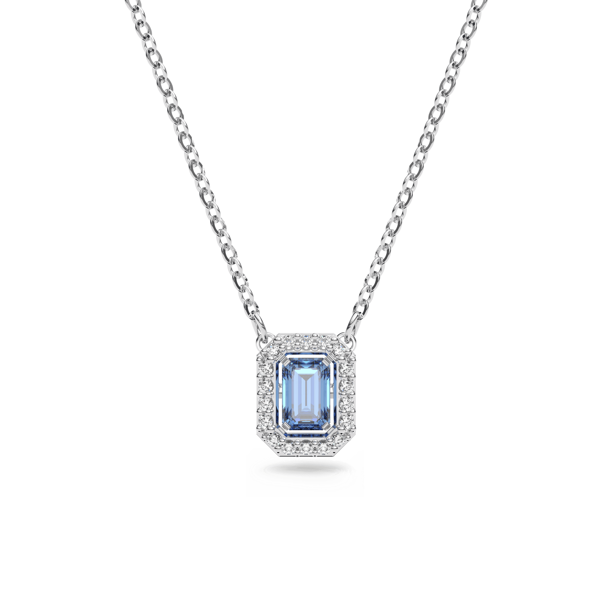 Una necklace, Octagon cut, Blue, Rhodium plated 5614926