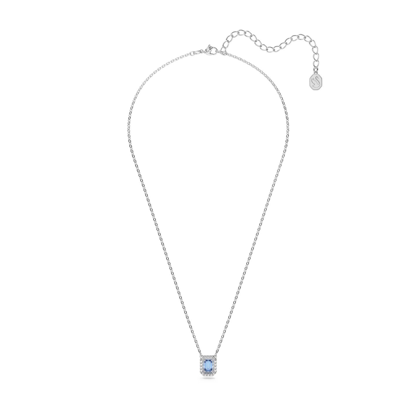 Una necklace, Octagon cut, Blue, Rhodium plated 5614926