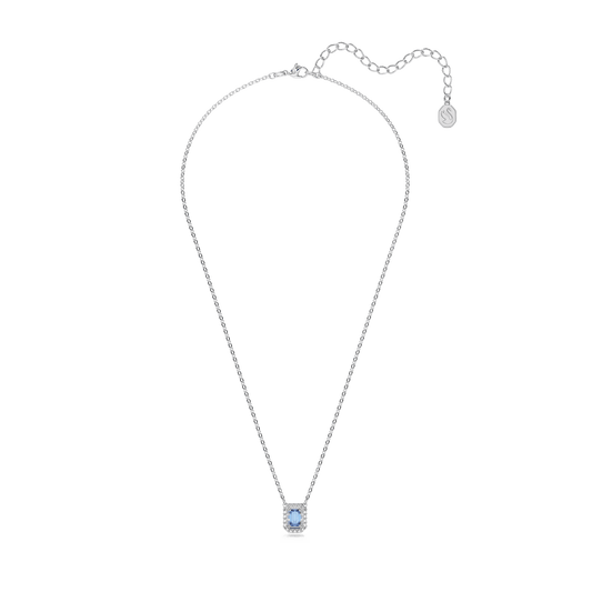 Una necklace, Octagon cut, Blue, Rhodium plated 5614926