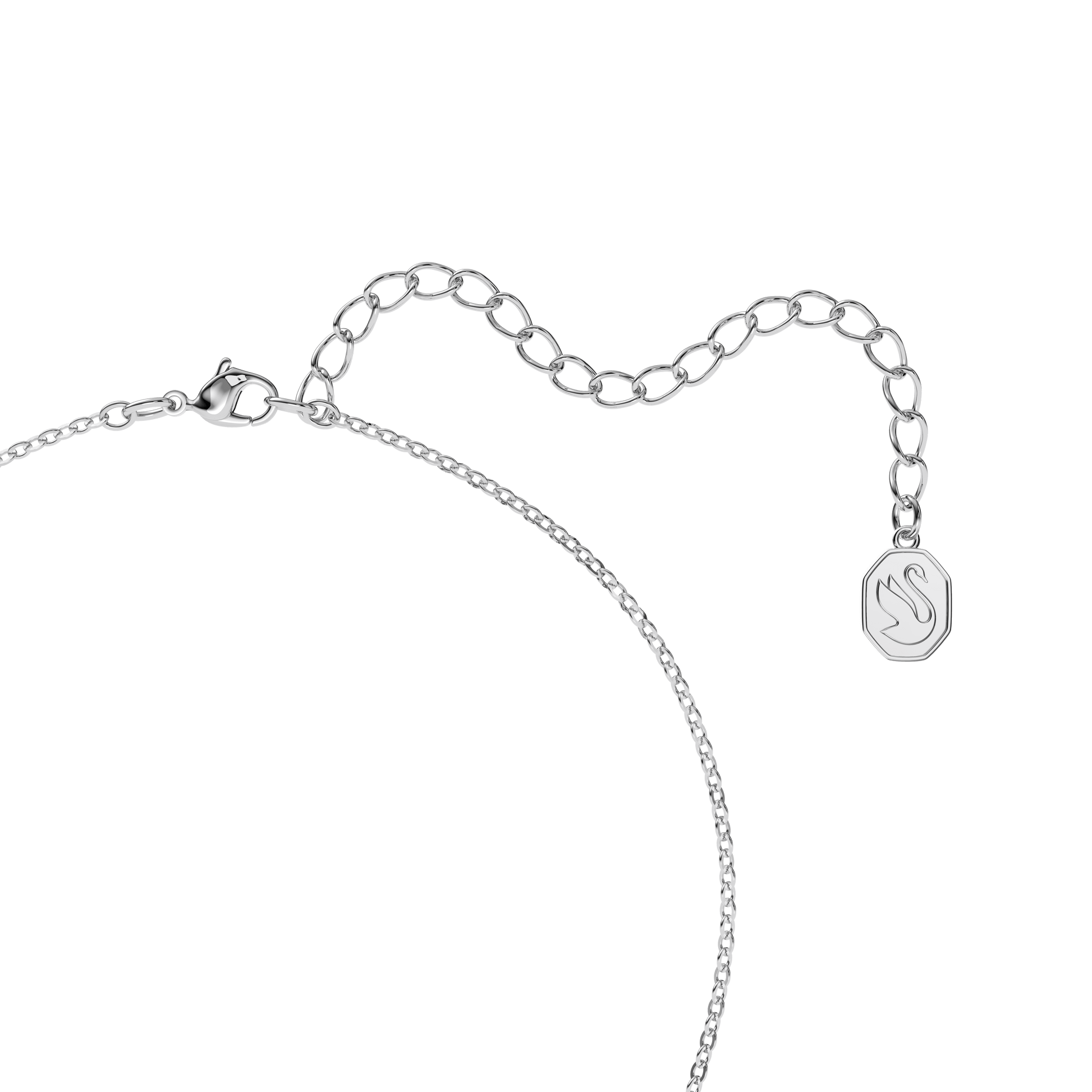 Una necklace, Octagon cut, Blue, Rhodium plated 5614926