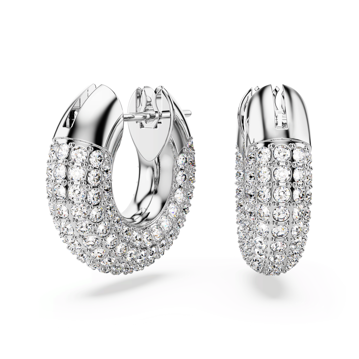 Dextera hoop earrings, Small, White, Rhodium plated 5618306