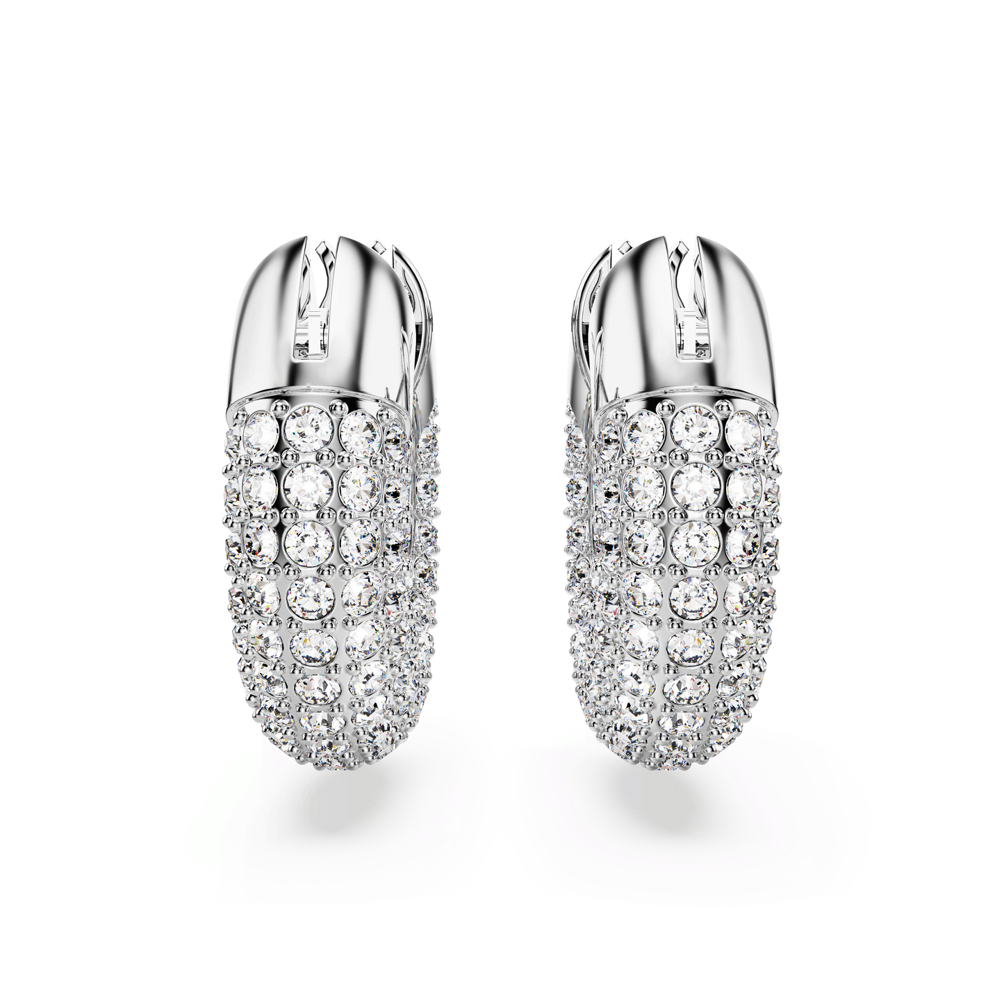 Dextera hoop earrings, Small, White, Rhodium plated 5618306