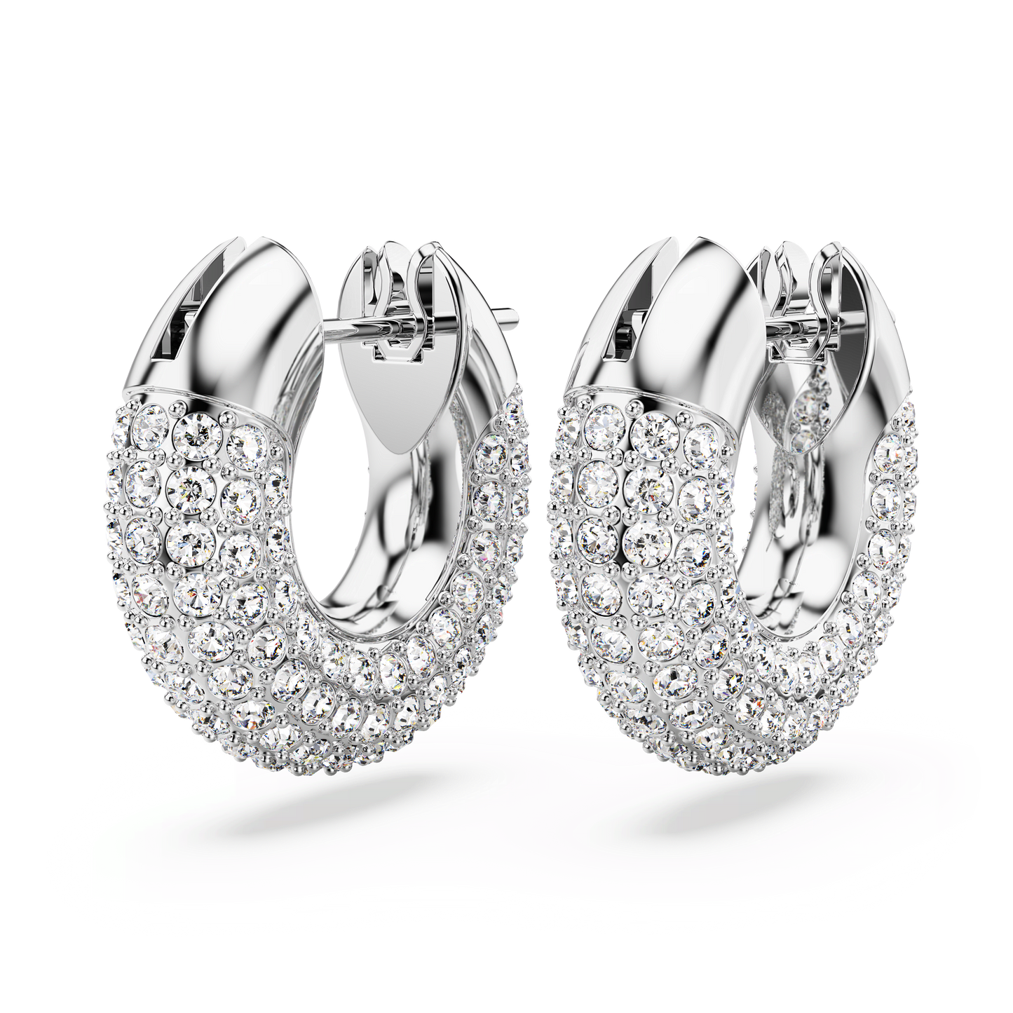 Dextera hoop earrings, Small, White, Rhodium plated 5618306