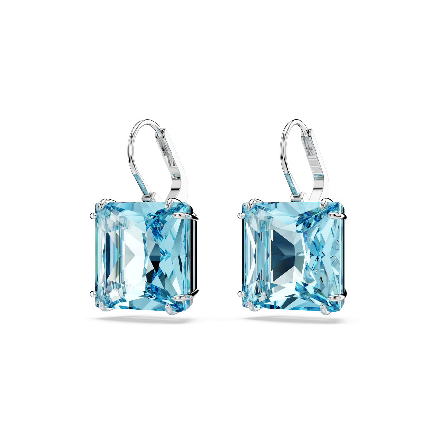 Millenia drop earrings, Square cut, Blue, Rhodium plated 5619472