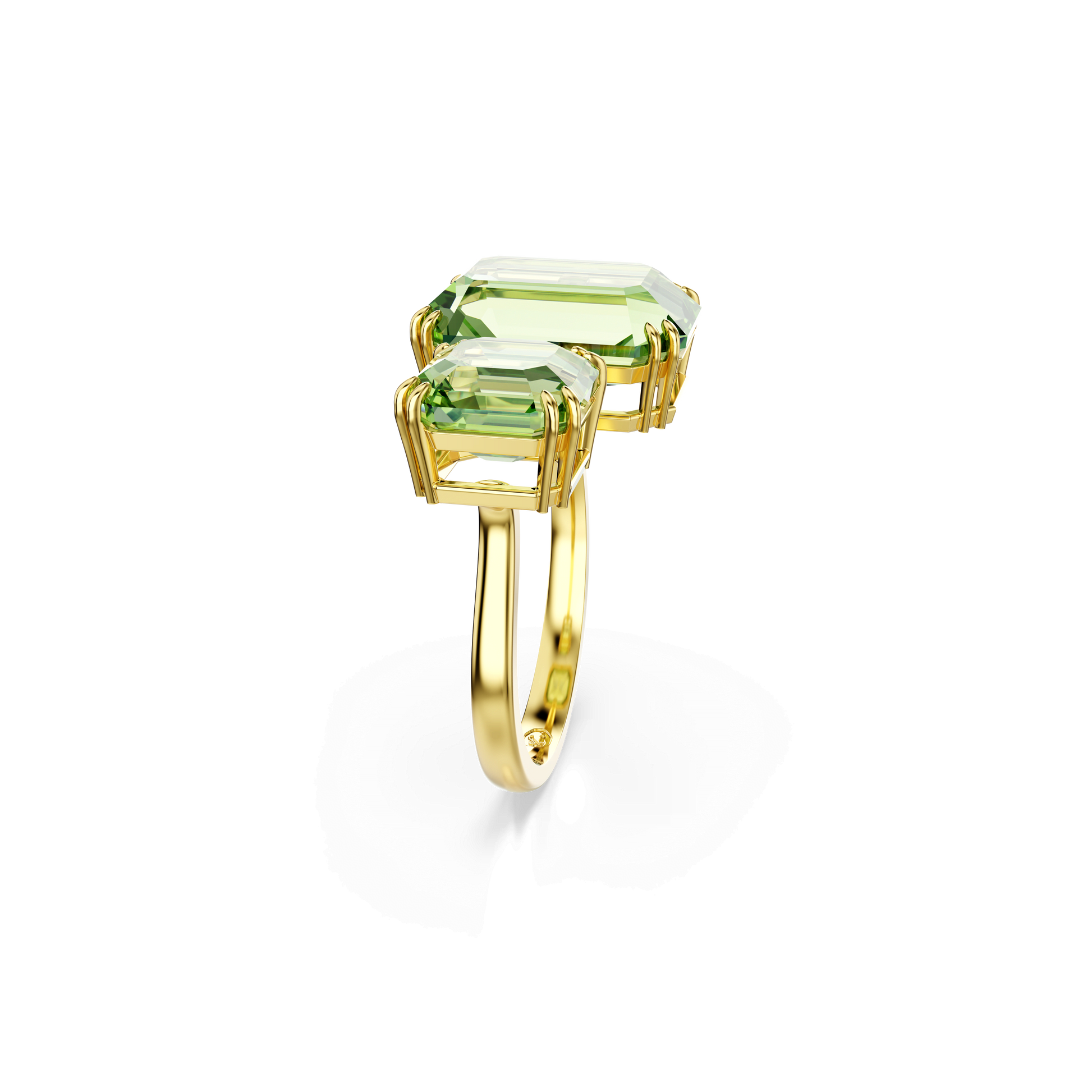 Millenia open ring, Octagon cut, Green, Gold-tone plated 5619628