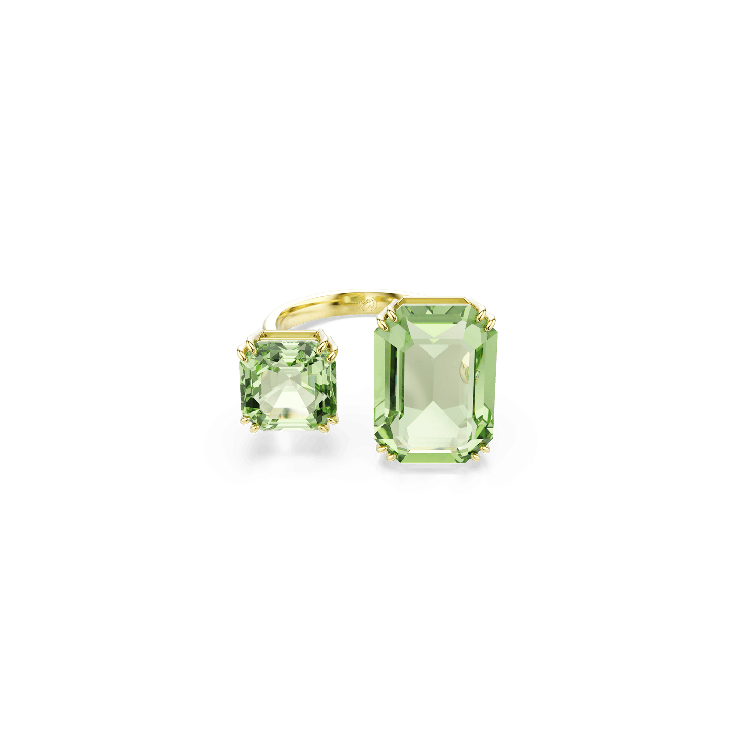 Millenia open ring, Octagon cut, Green, Gold-tone plated 5619630