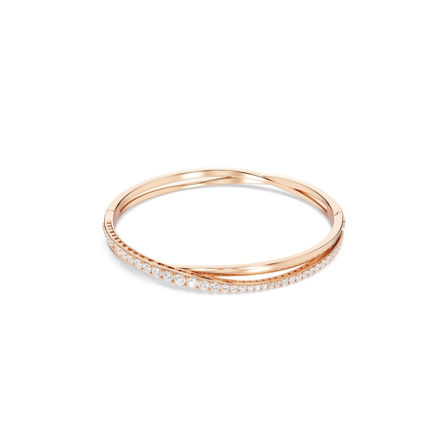 Hyperbola bangle, White, Rose gold-tone plated 5620552