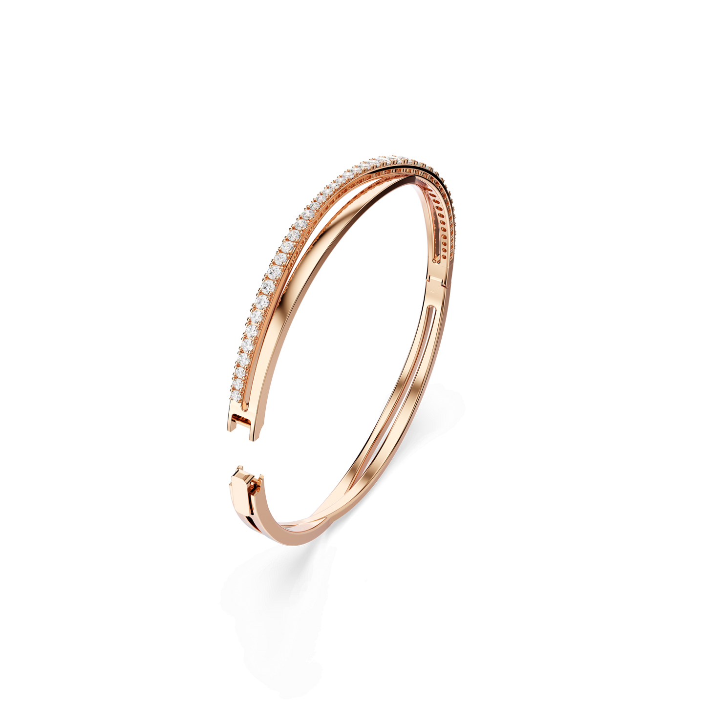 Hyperbola bangle, White, Rose gold-tone plated 5620552