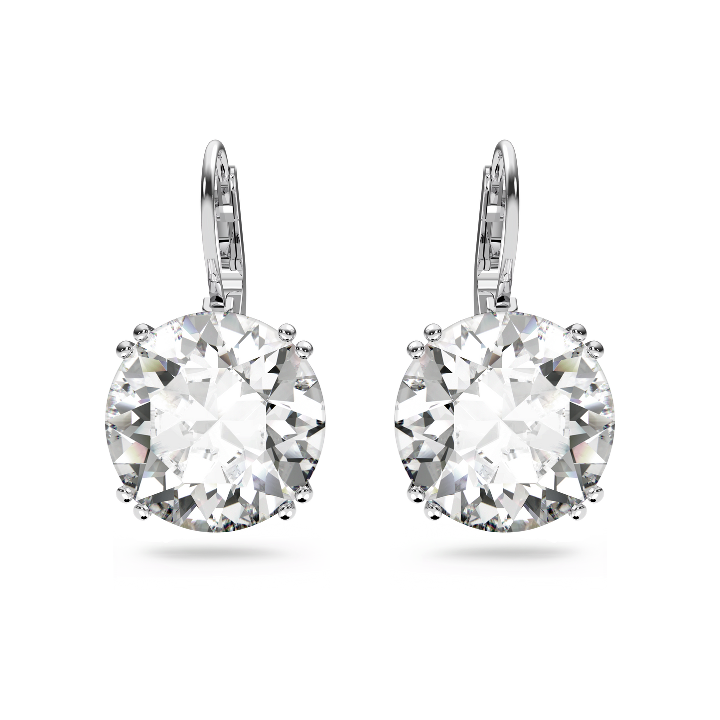 Millenia drop earrings, Round cut, White, Rhodium plated 5628351