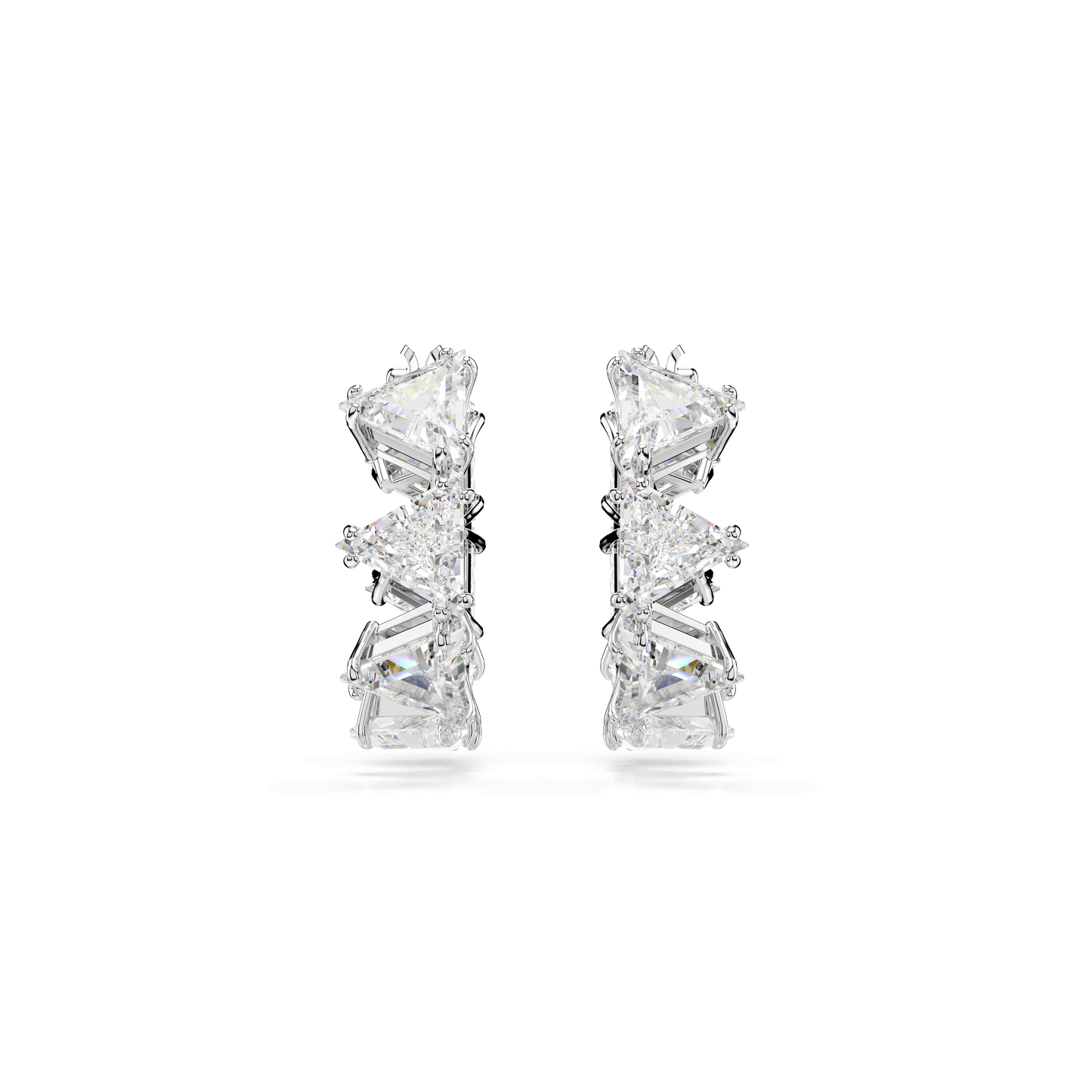 Matrix hoop earrings, White, Rhodium plated 5632467