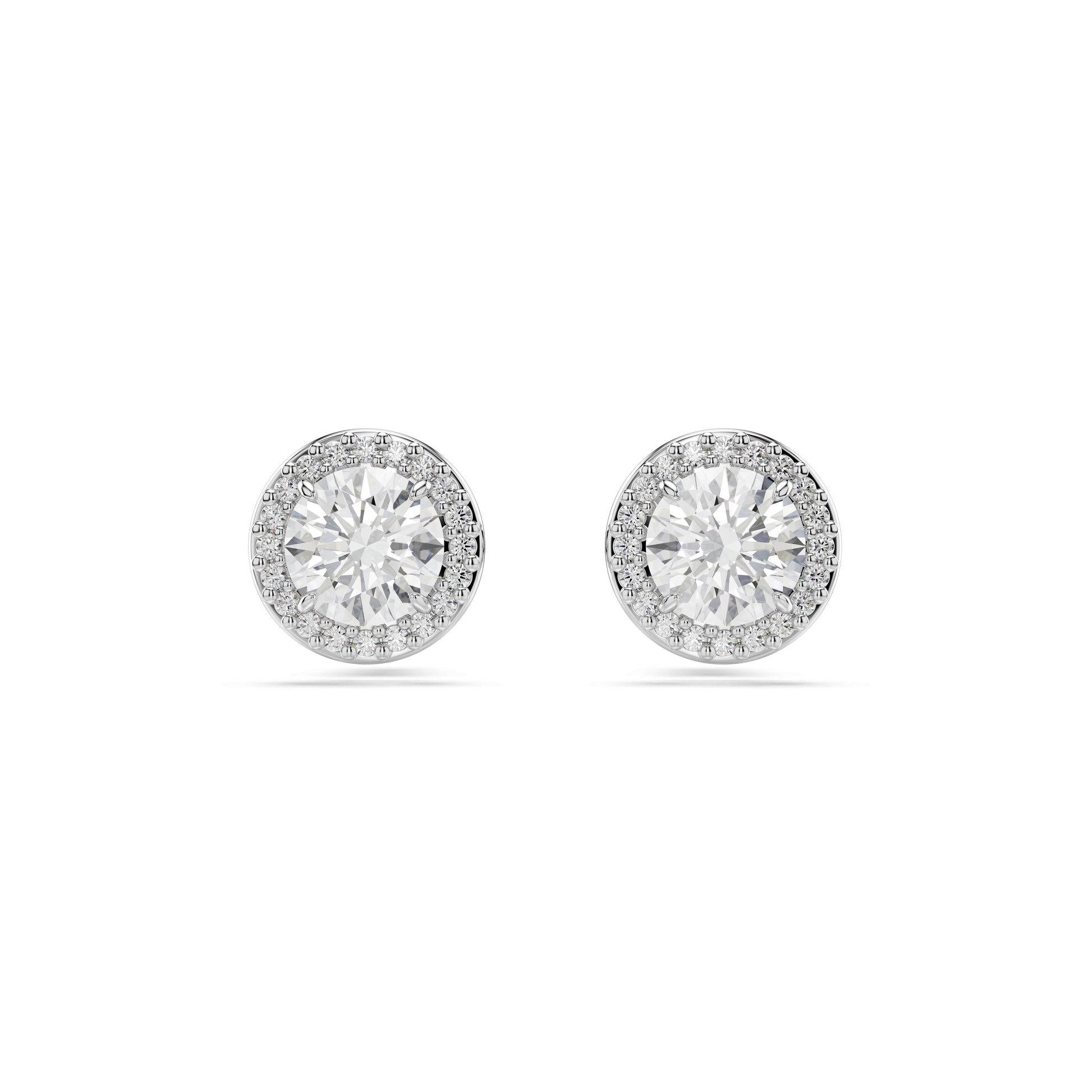 Una Angelic stud earrings, Round cut, Pavé, White, Rhodium plated 5636269