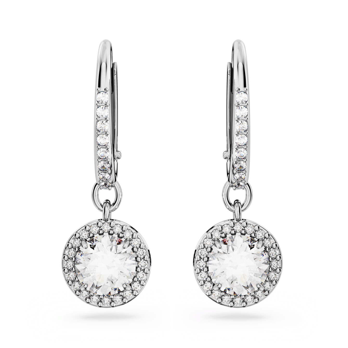 Una drop earrings, Octagon cut, White, Rhodium plated 5636270