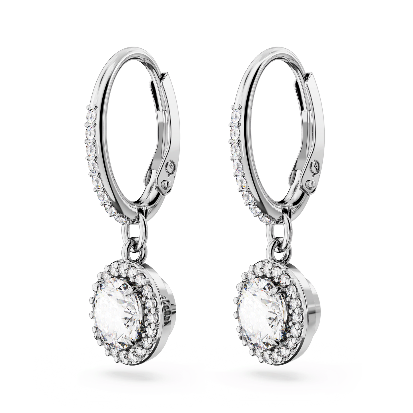 Una drop earrings, Octagon cut, White, Rhodium plated 5636270