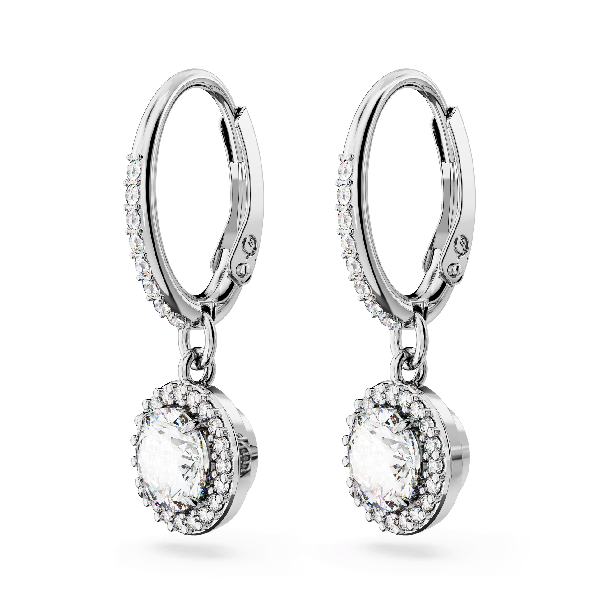 Una drop earrings, Octagon cut, White, Rhodium plated 5636270