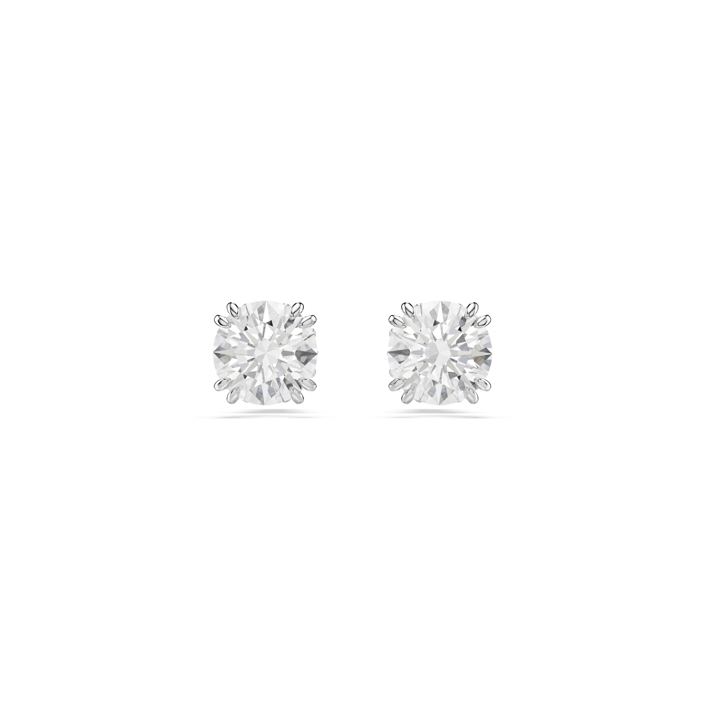 Stilla stud earrings, Round cut, White, Rhodium plated 5636712