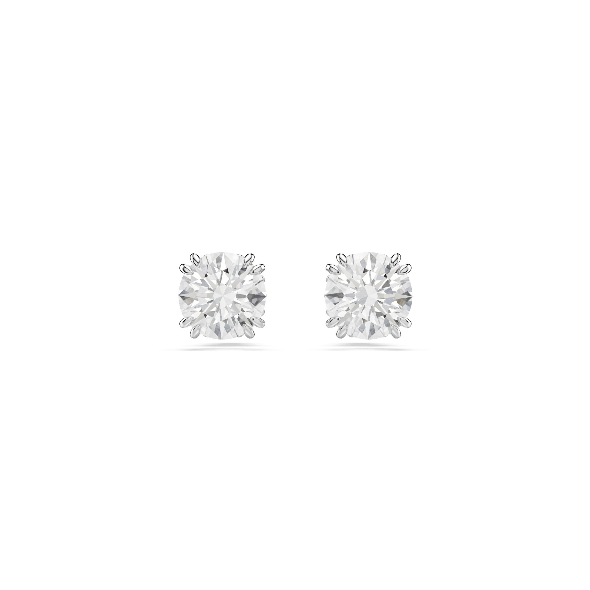 Stilla stud earrings, Round cut, White, Rhodium plated 5636712