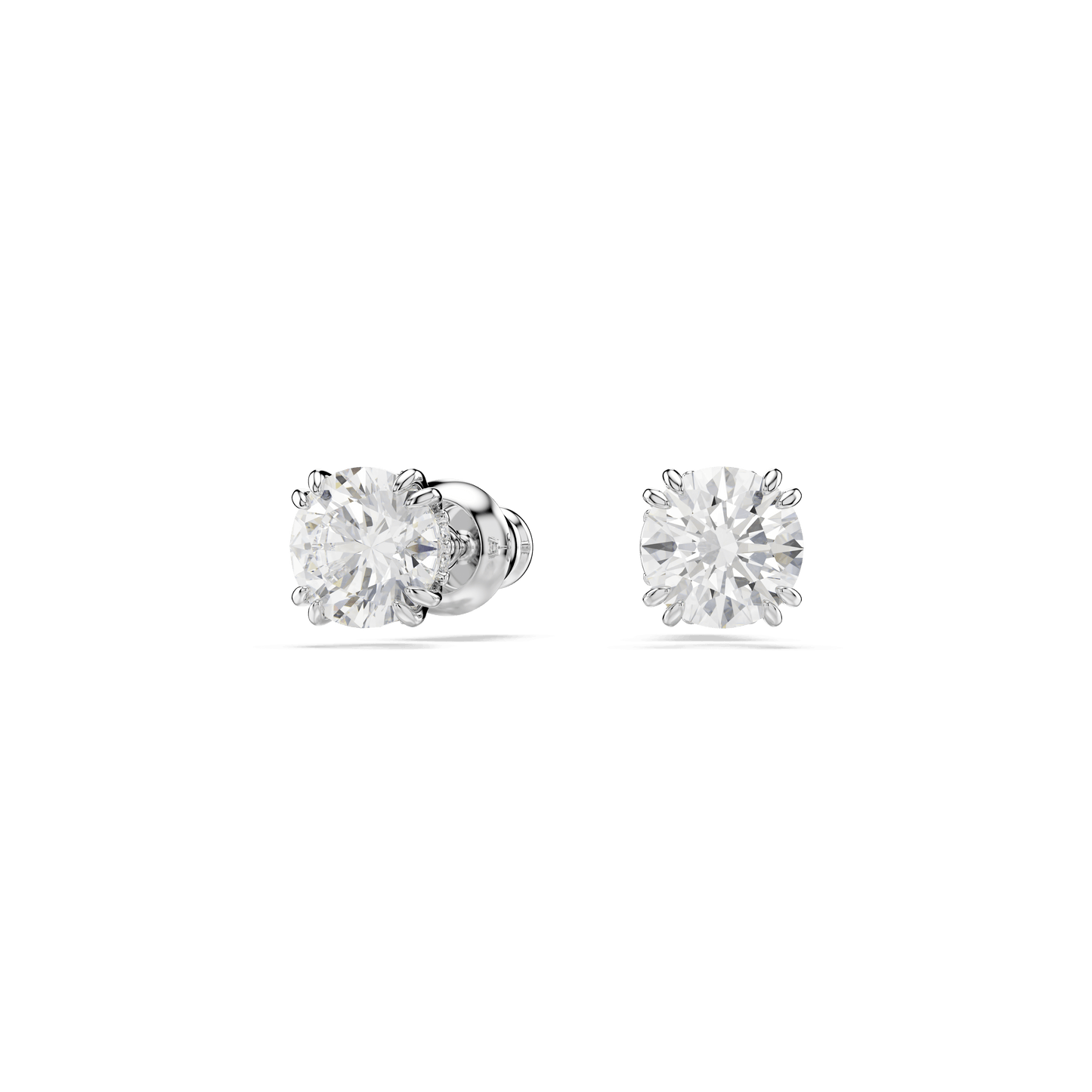 Stilla stud earrings, Round cut, White, Rhodium plated 5636712