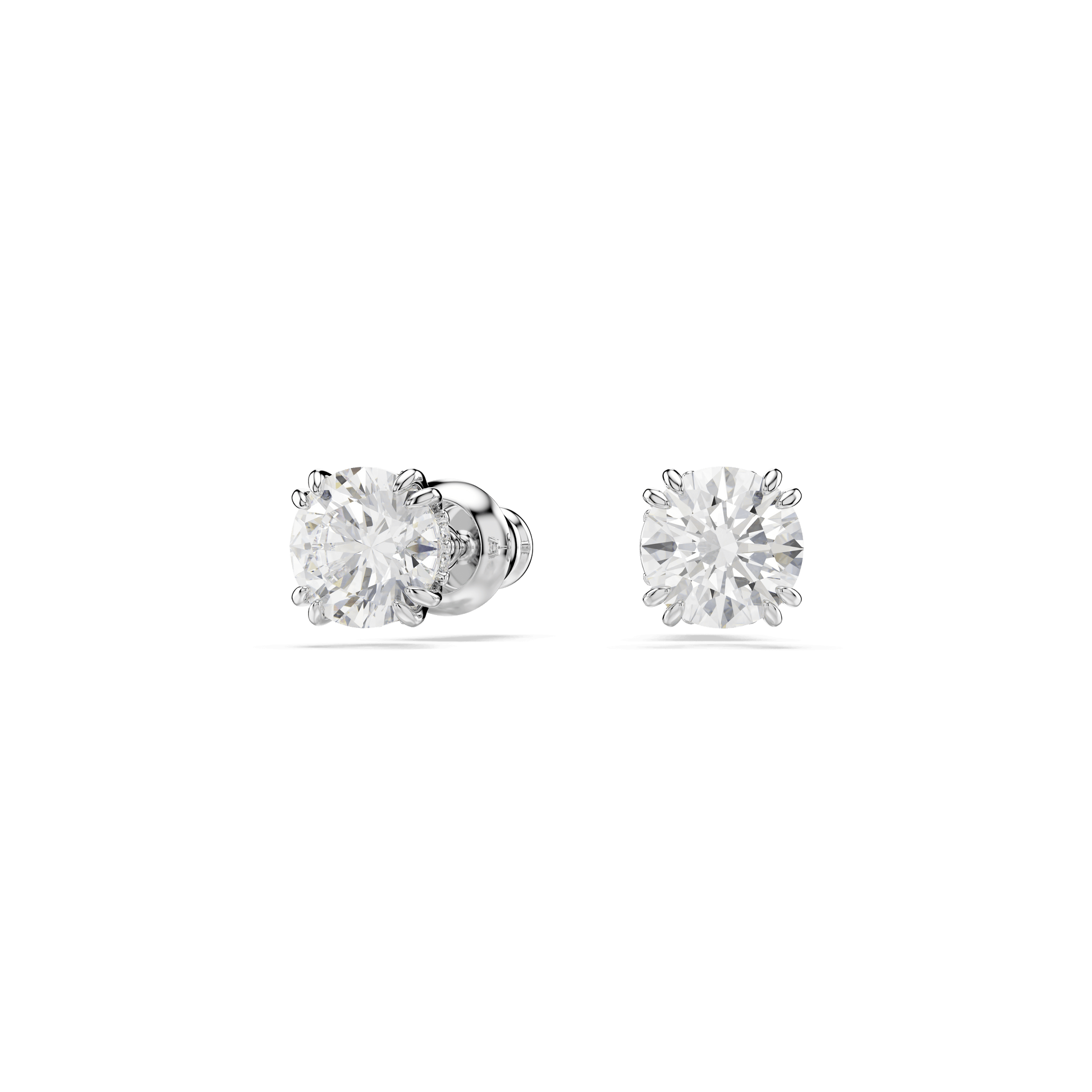 Stilla stud earrings, Round cut, White, Rhodium plated 5636712