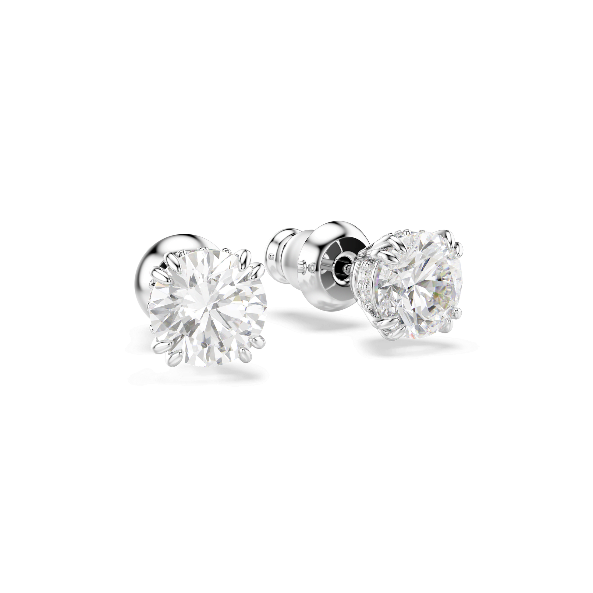 Stilla stud earrings, Round cut, White, Rhodium plated 5636712