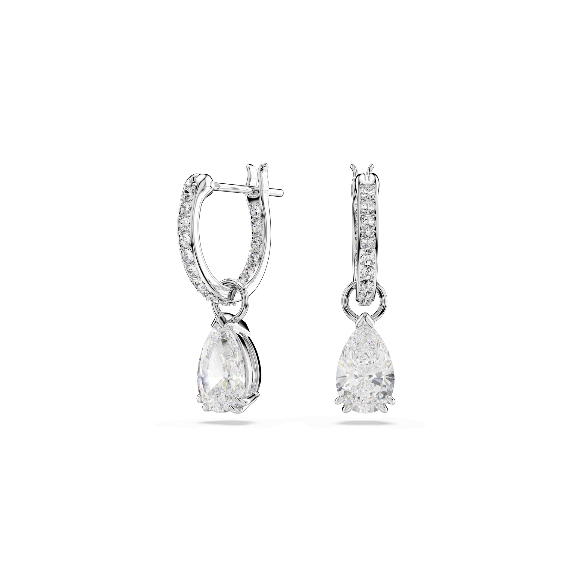 Stilla drop earrings, Pear cut, Round cut, White, Rhodium plated 5636716