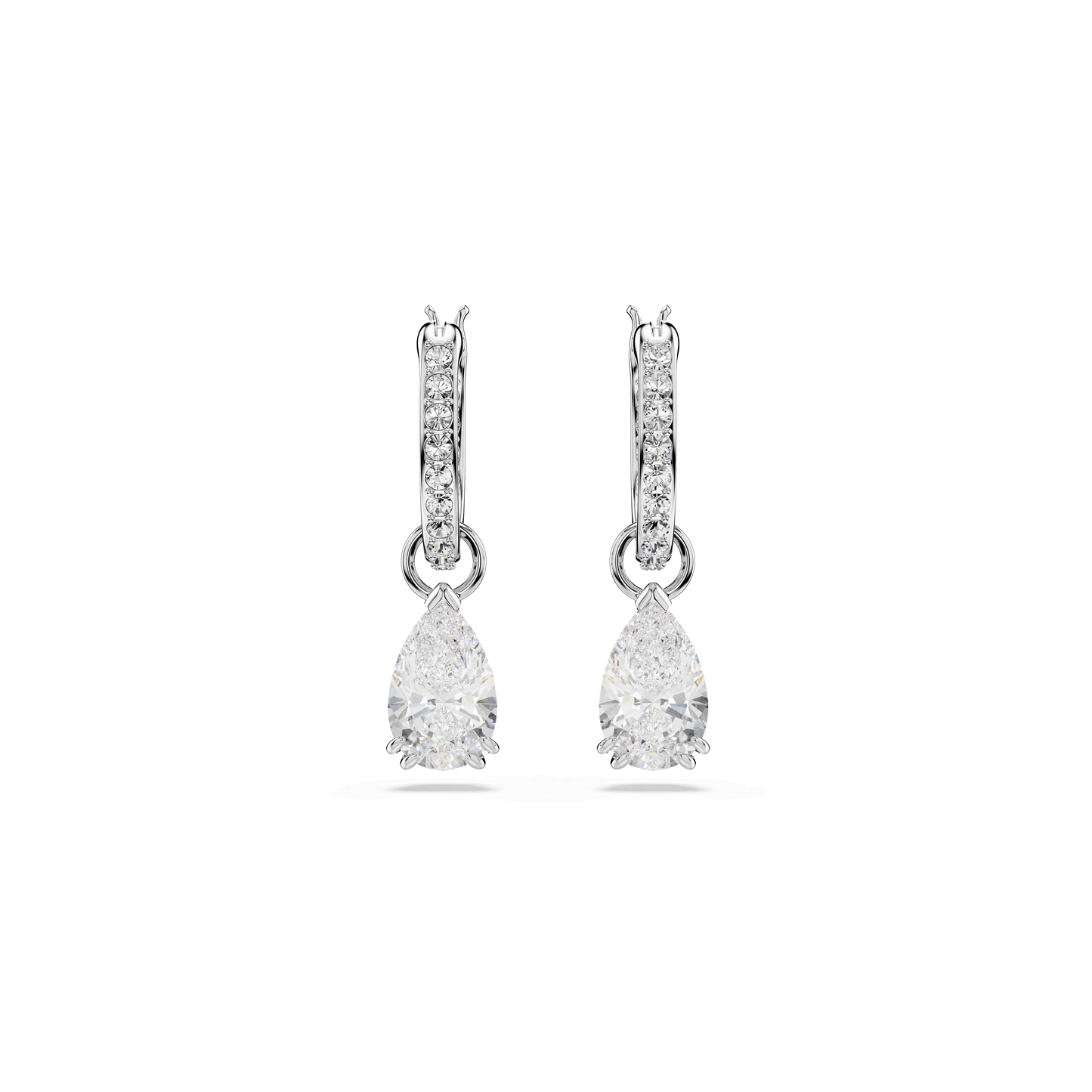 Stilla drop earrings, Pear cut, Round cut, White, Rhodium plated 5636716