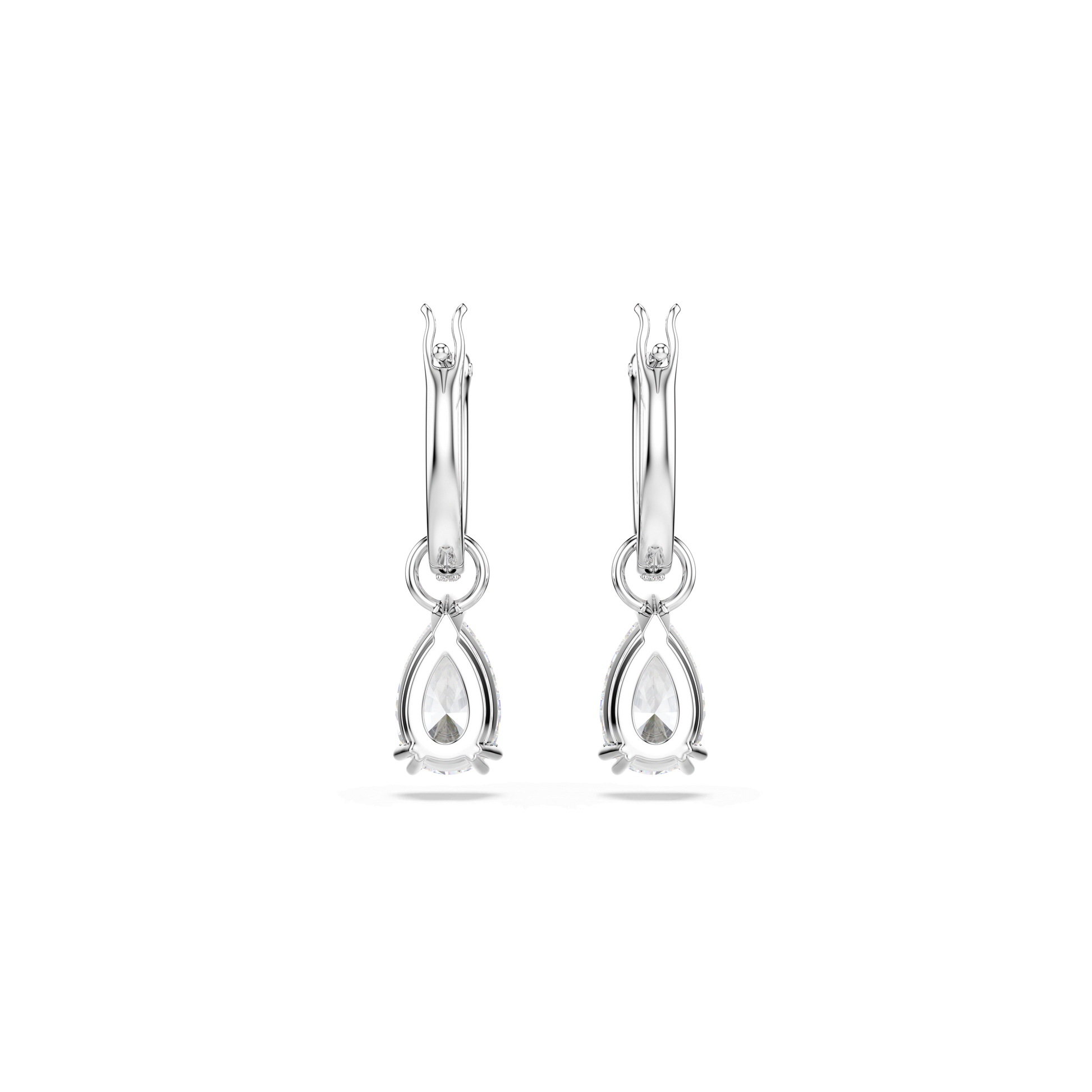 Stilla drop earrings, Pear cut, Round cut, White, Rhodium plated 5636716