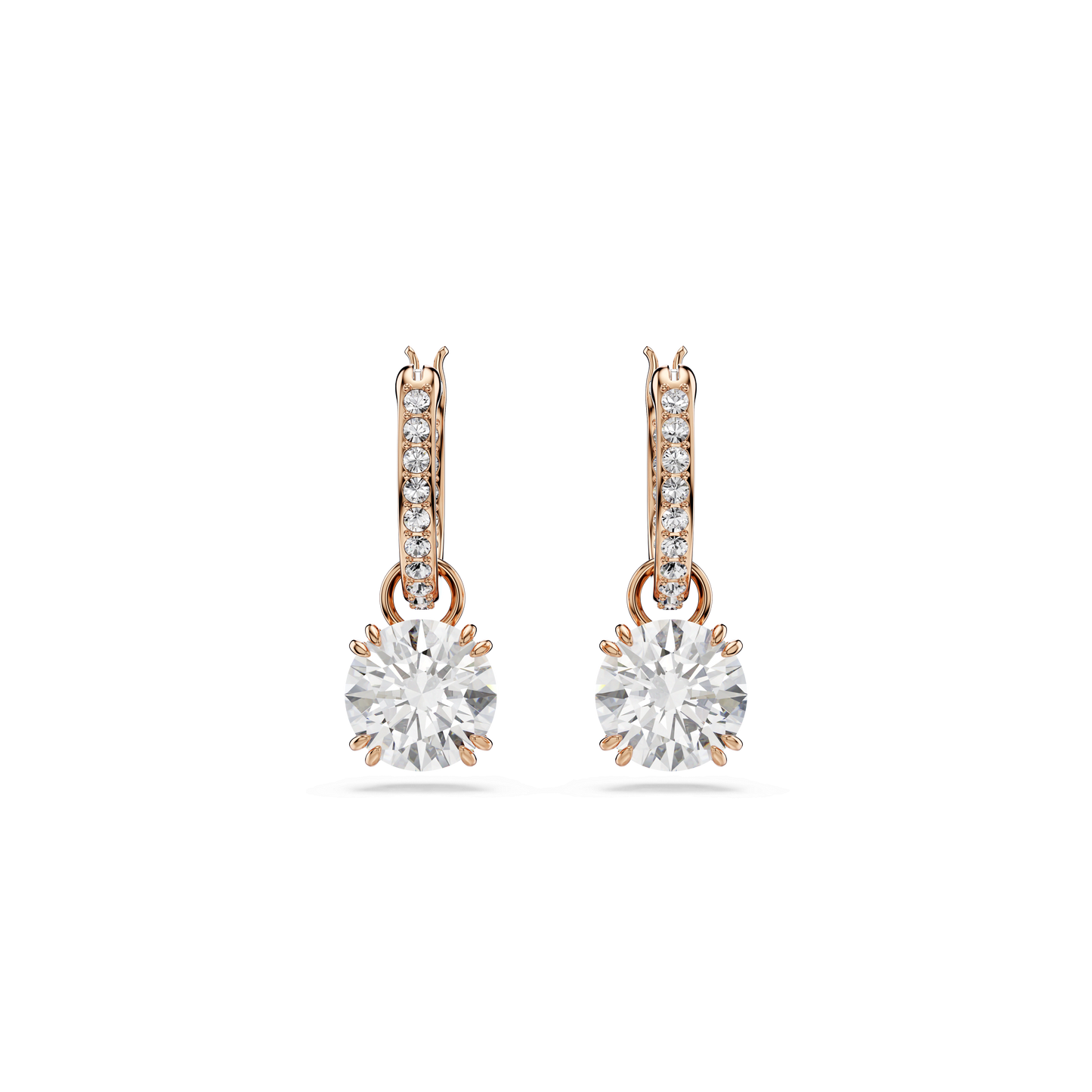 Stilla drop earrings, Round cut, White, Rose gold-tone plated 5639975