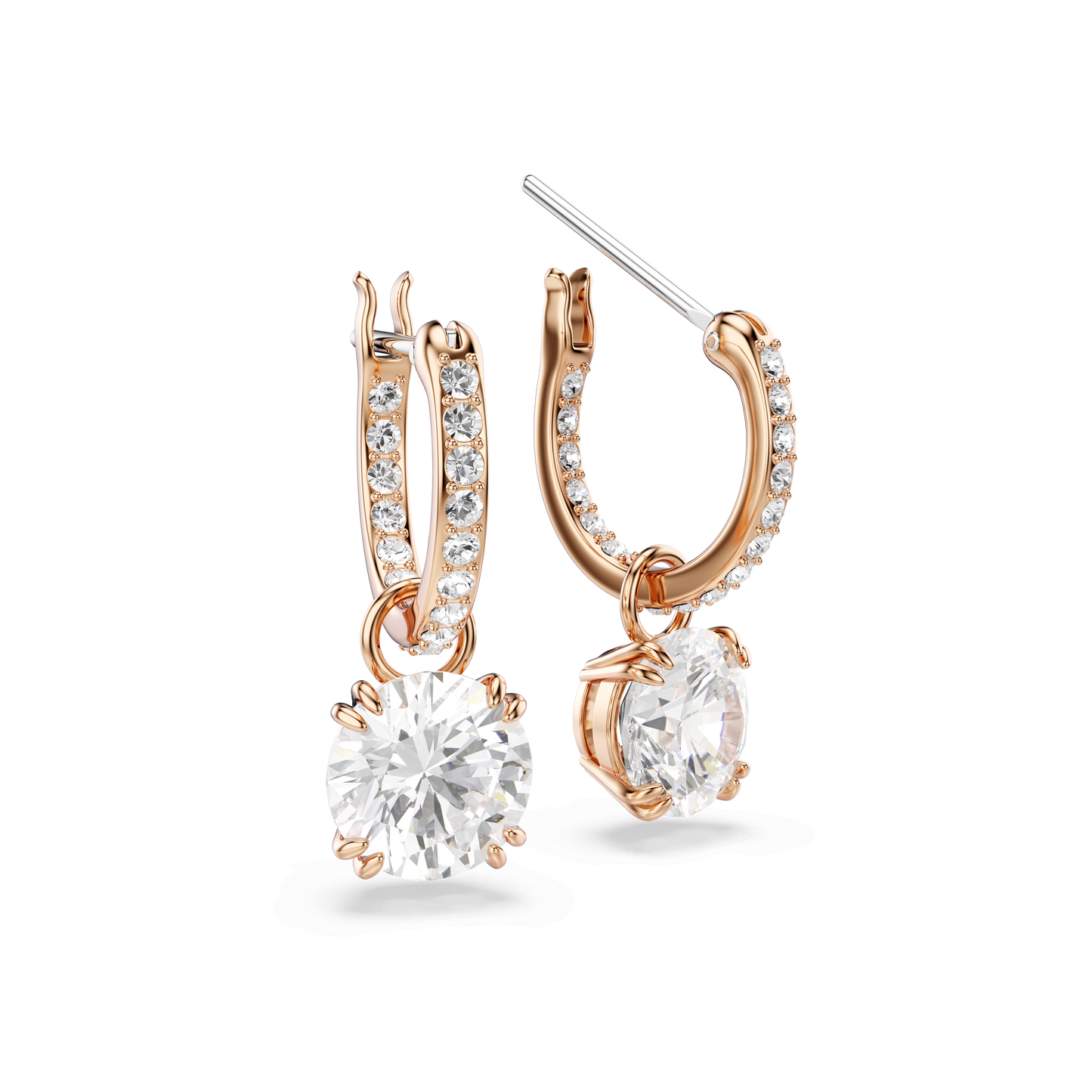 Stilla drop earrings, Round cut, White, Rose gold-tone plated 5639975
