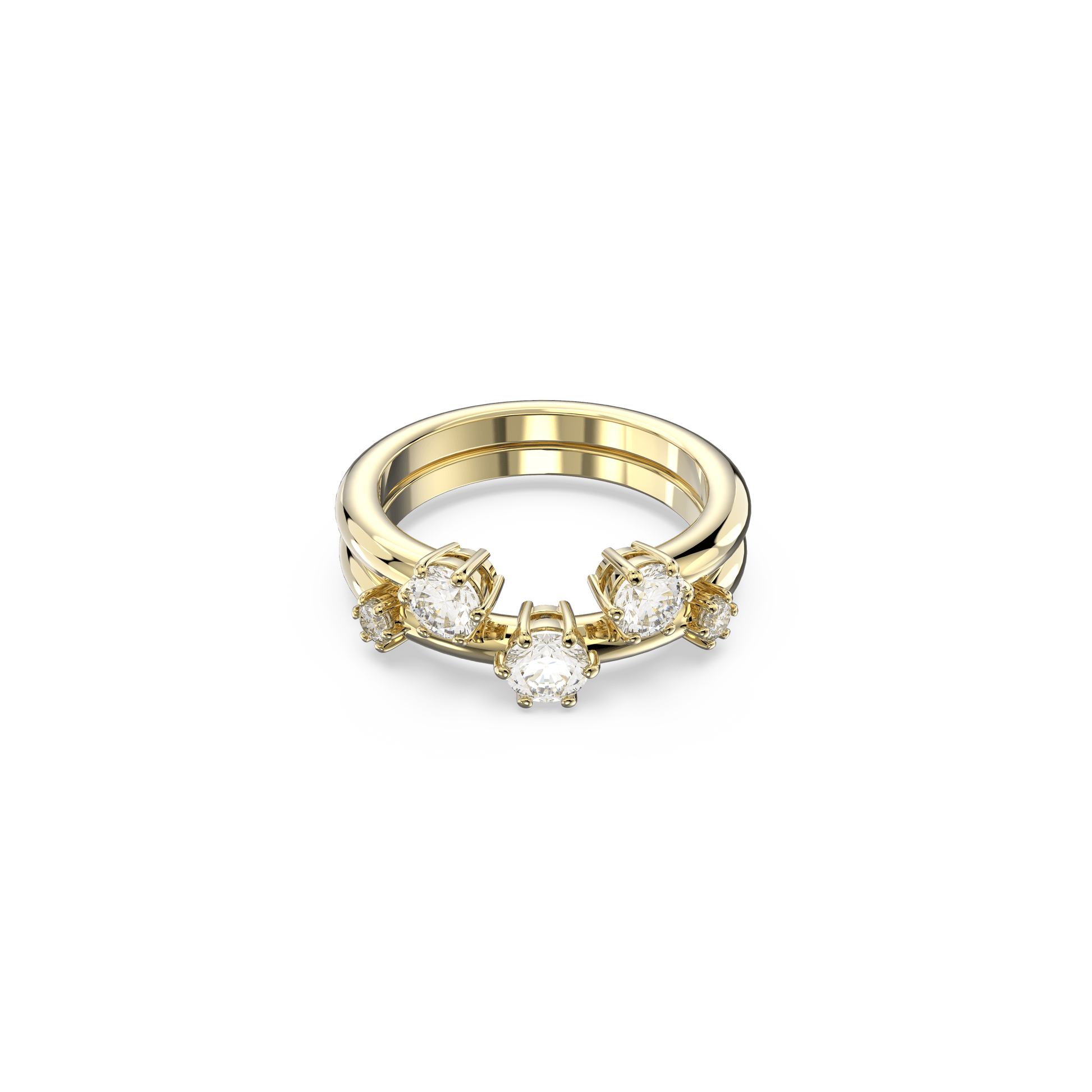 Constella ring, Set (2), Round cut, White, Gold-tone plated 5640964