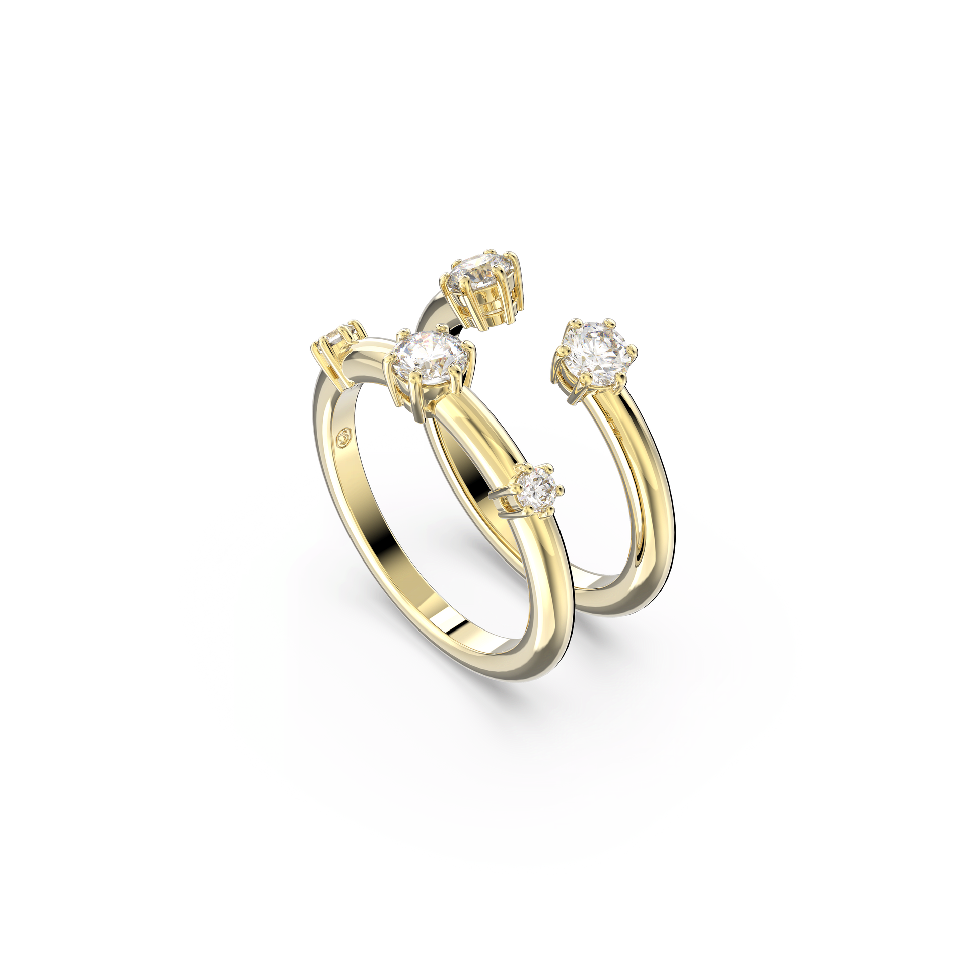 Constella ring, Set (2), Round cut, White, Gold-tone plated 5640965
