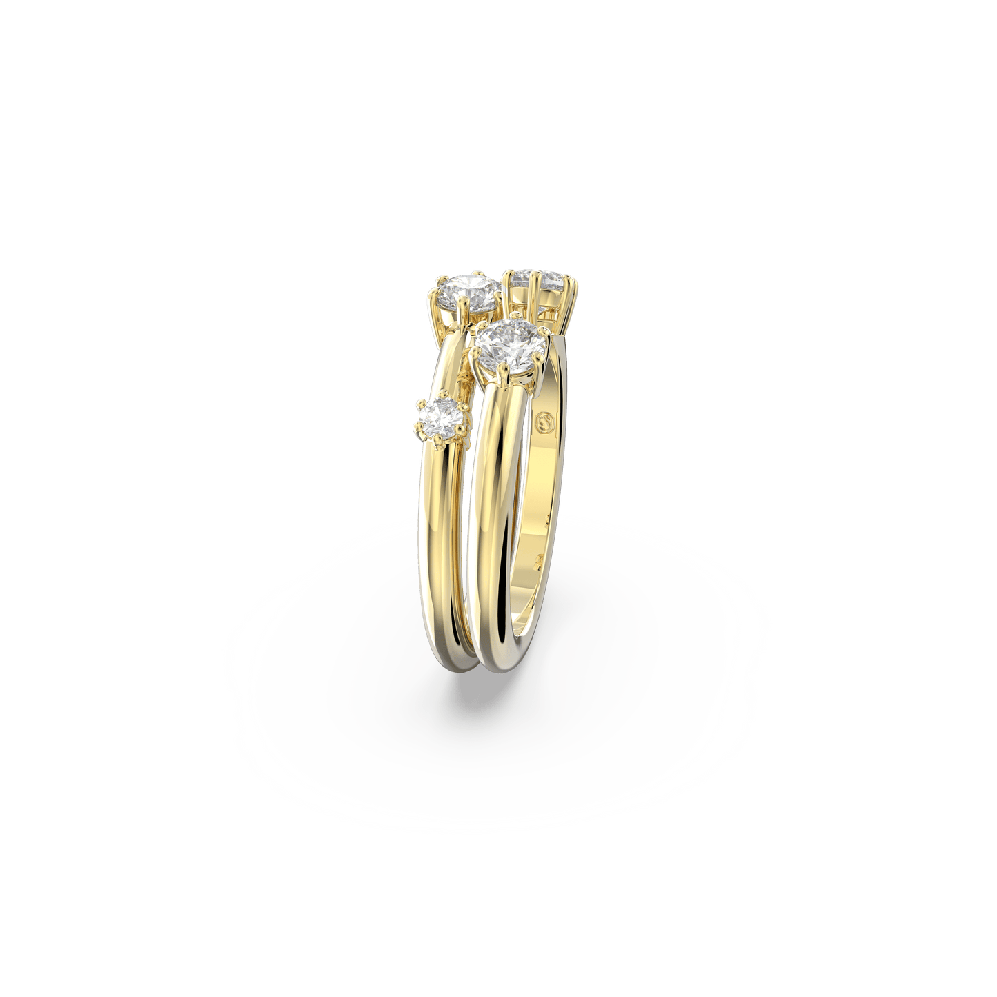 Constella ring, Set (2), Round cut, White, Gold-tone plated 5640965