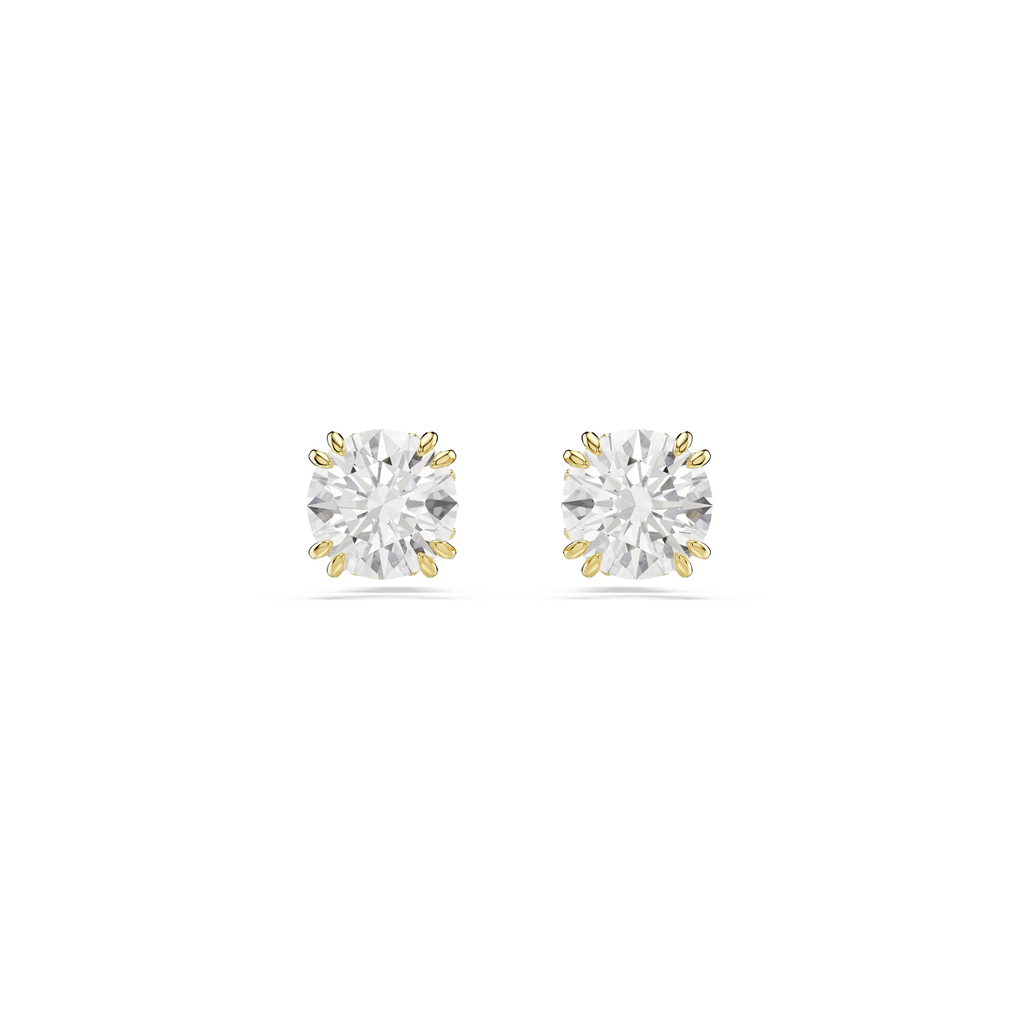 Stilla stud earrings, Round cut, White, Gold-tone plated 5642595