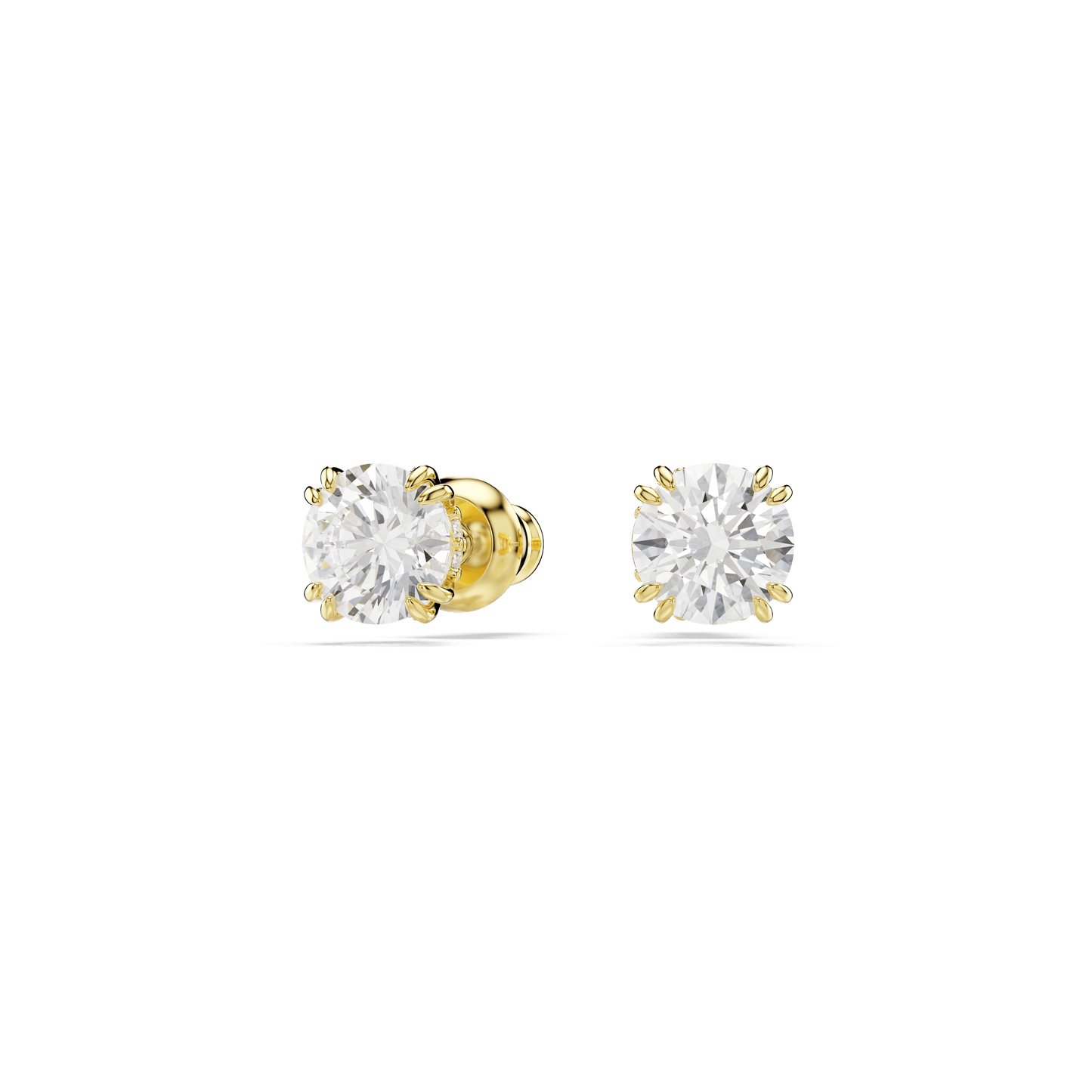 Stilla stud earrings, Round cut, White, Gold-tone plated 5642595