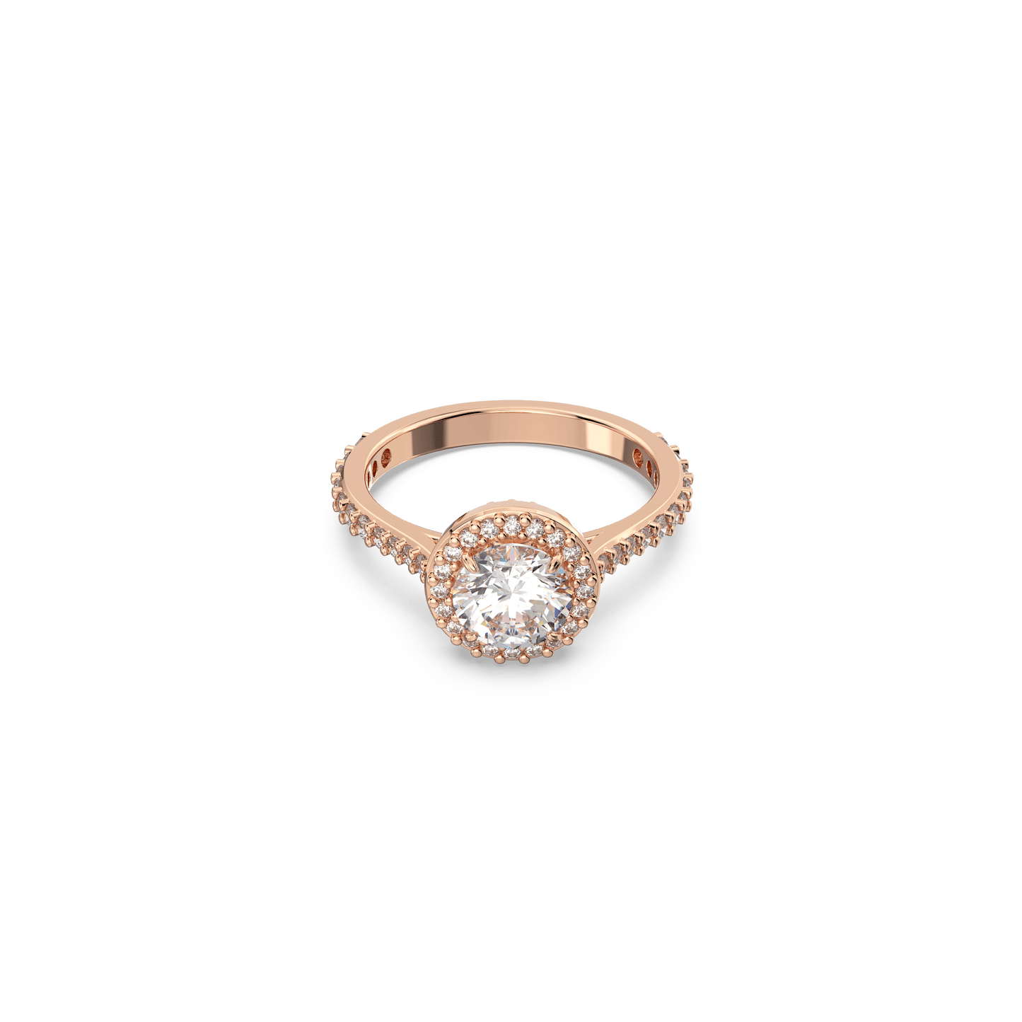 Una Angelic cocktail ring, Round cut, Pavé, White, Rose gold-tone plated 5642639
