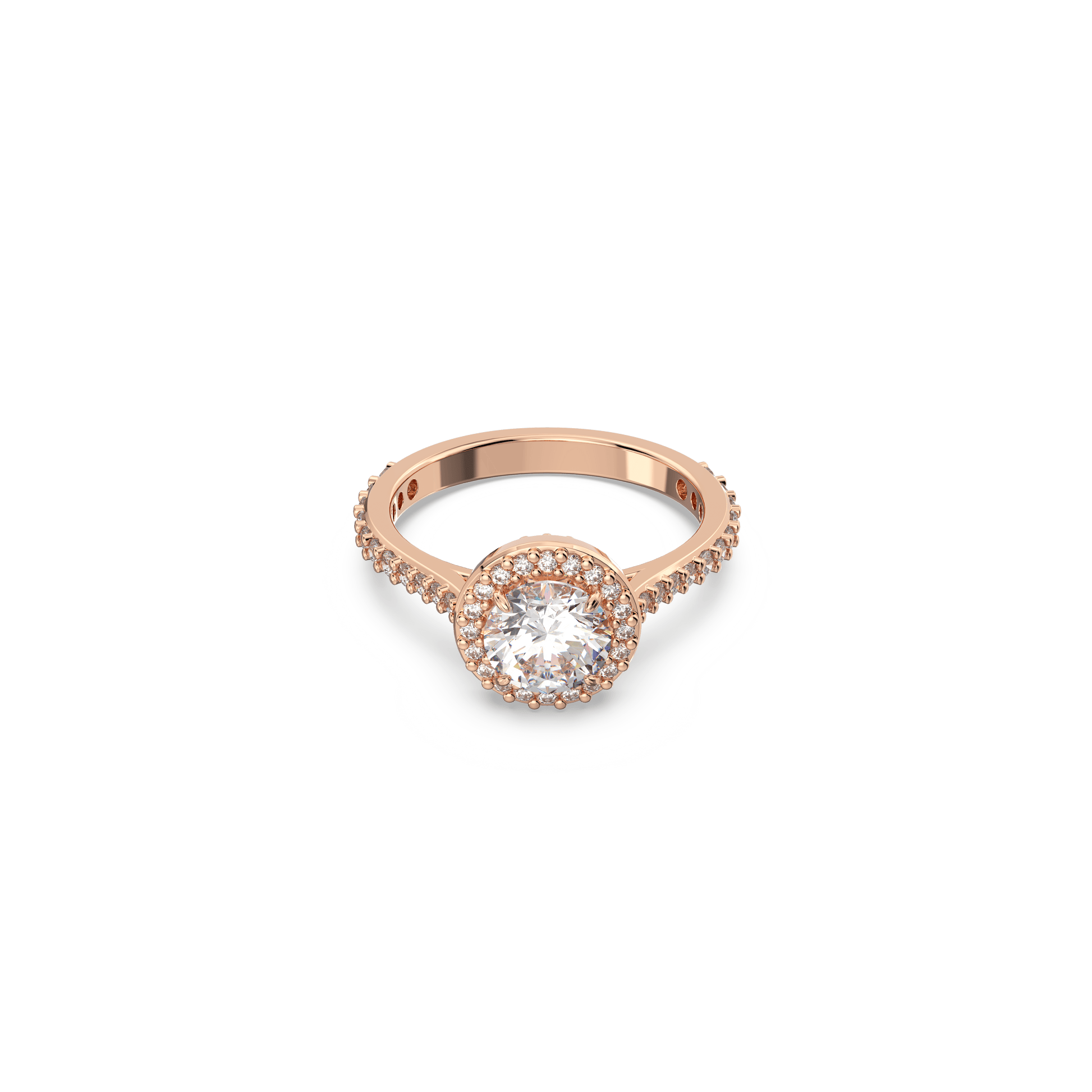 Una Angelic cocktail ring, Round cut, Pavé, White, Rose gold-tone plated 5642640