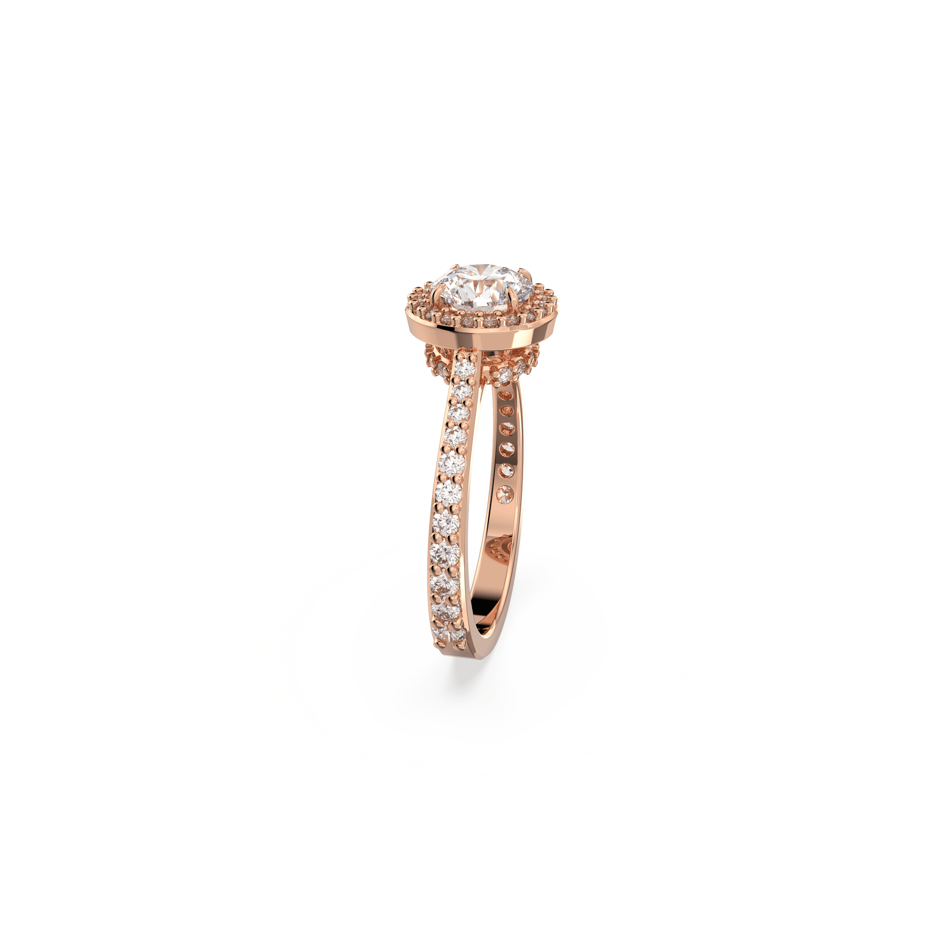 Una Angelic cocktail ring, Round cut, Pavé, White, Rose gold-tone plated 5642642