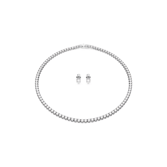Matrix Tennis set, Round cut, White, Rhodium plated 5647730