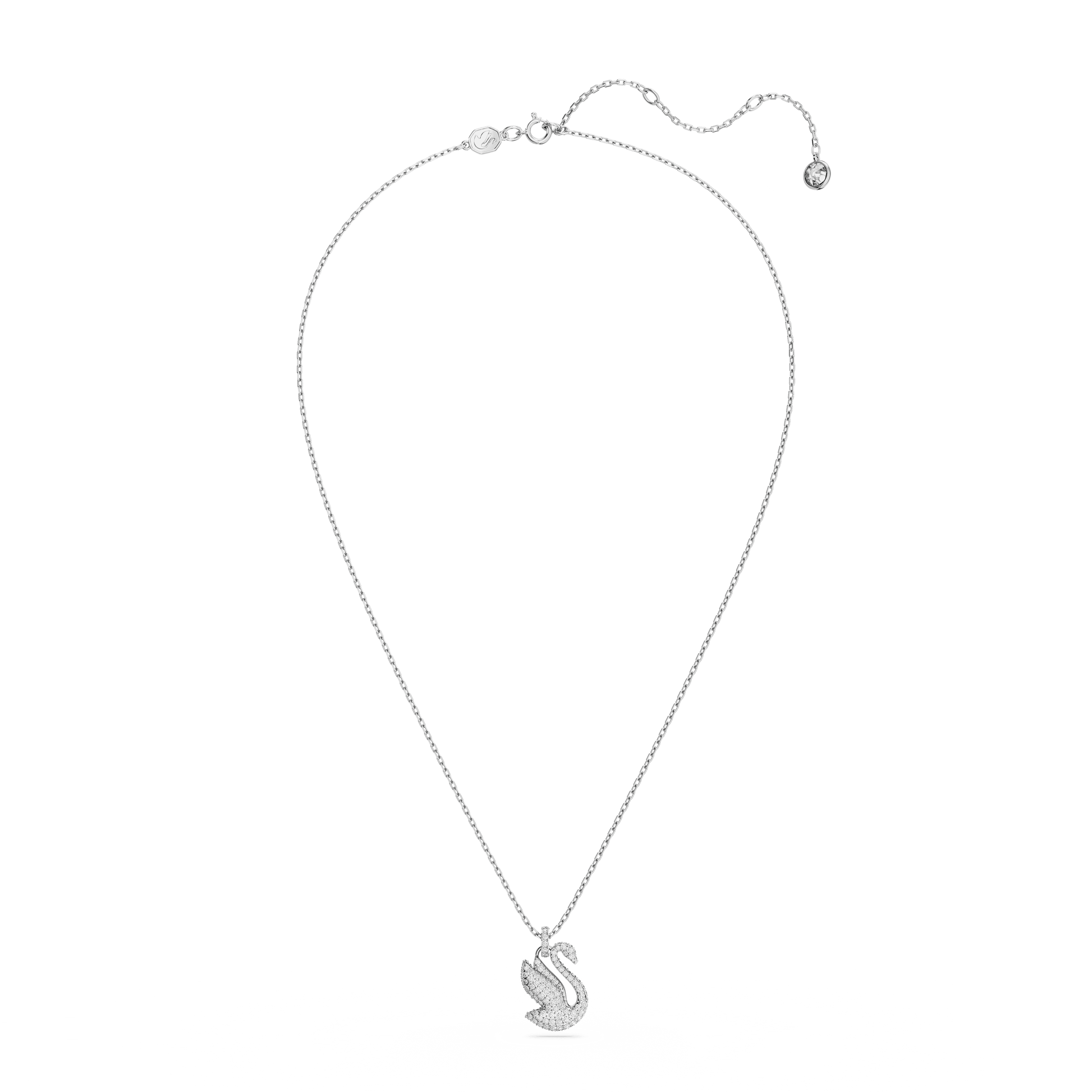 Swan pendant, Swan, Medium, White, Rhodium plated 5647872