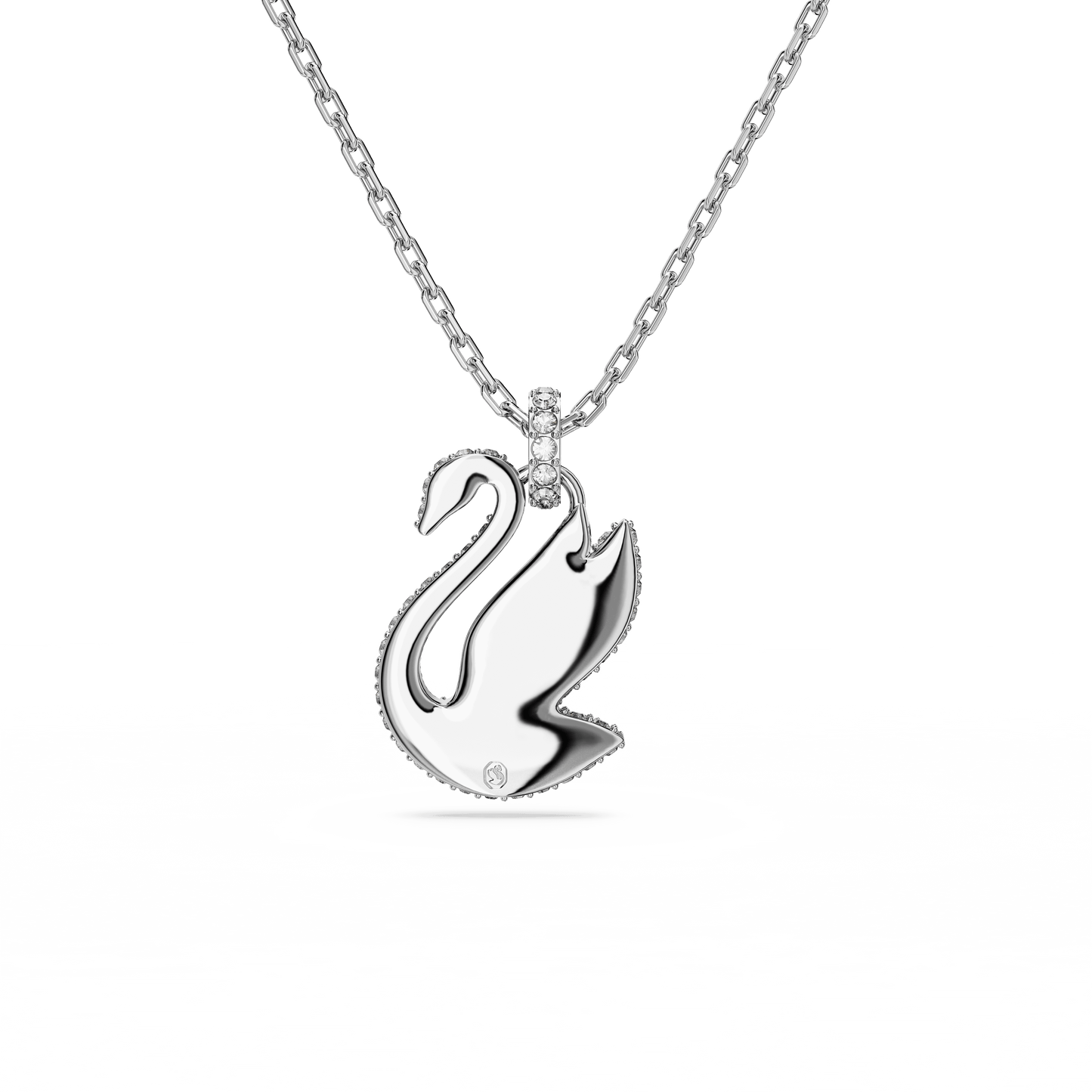 Swan pendant, Swan, Medium, White, Rhodium plated 5647872
