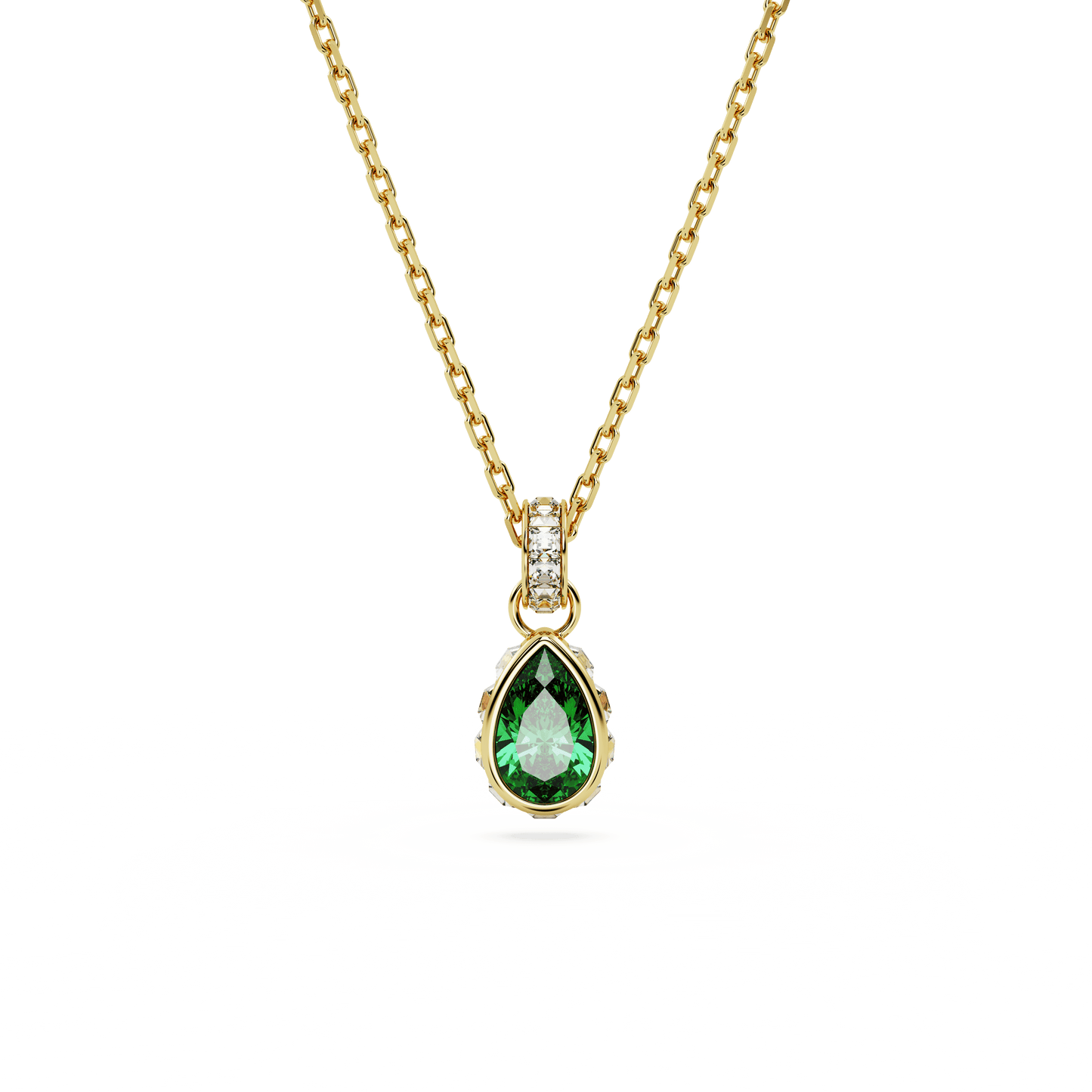Chroma pendant, Pear cut, Green, Gold-tone plated 5648751