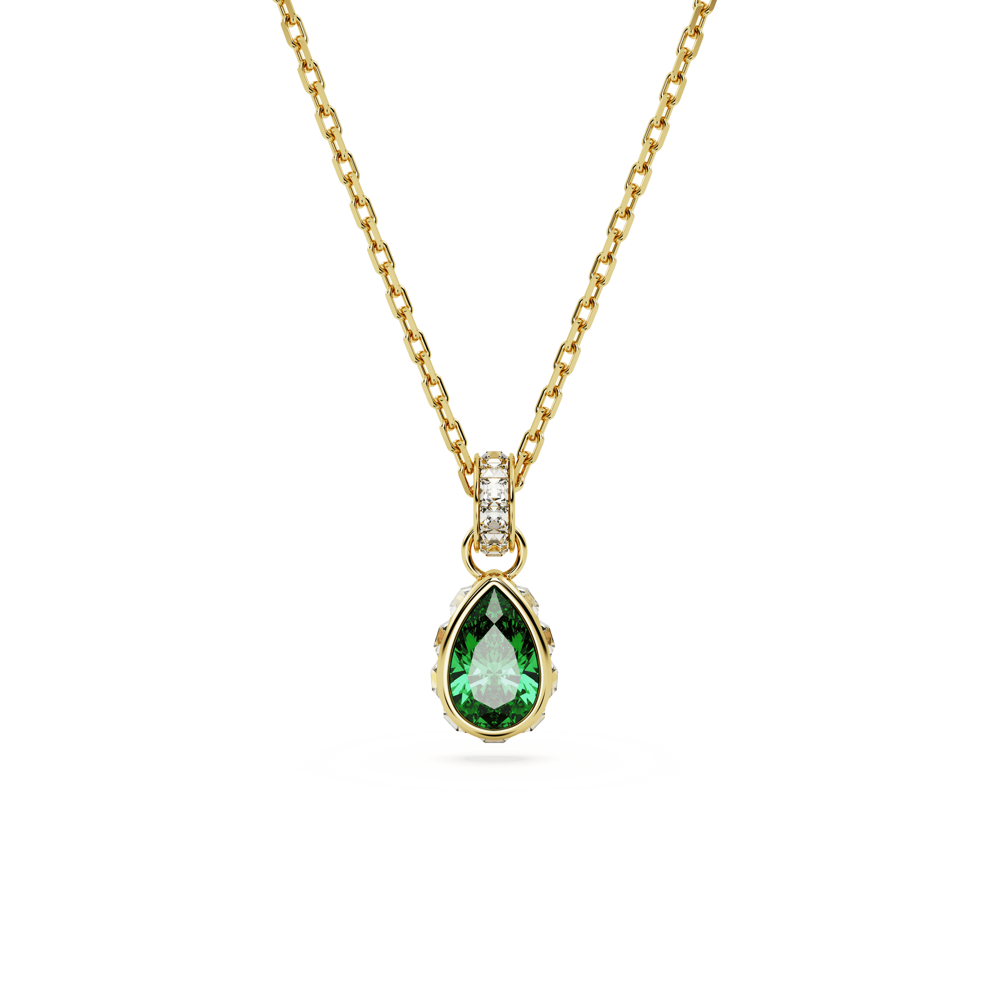 Chroma pendant, Pear cut, Green, Gold-tone plated 5648751