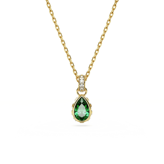 Chroma pendant, Pear cut, Green, Gold-tone plated 5648751
