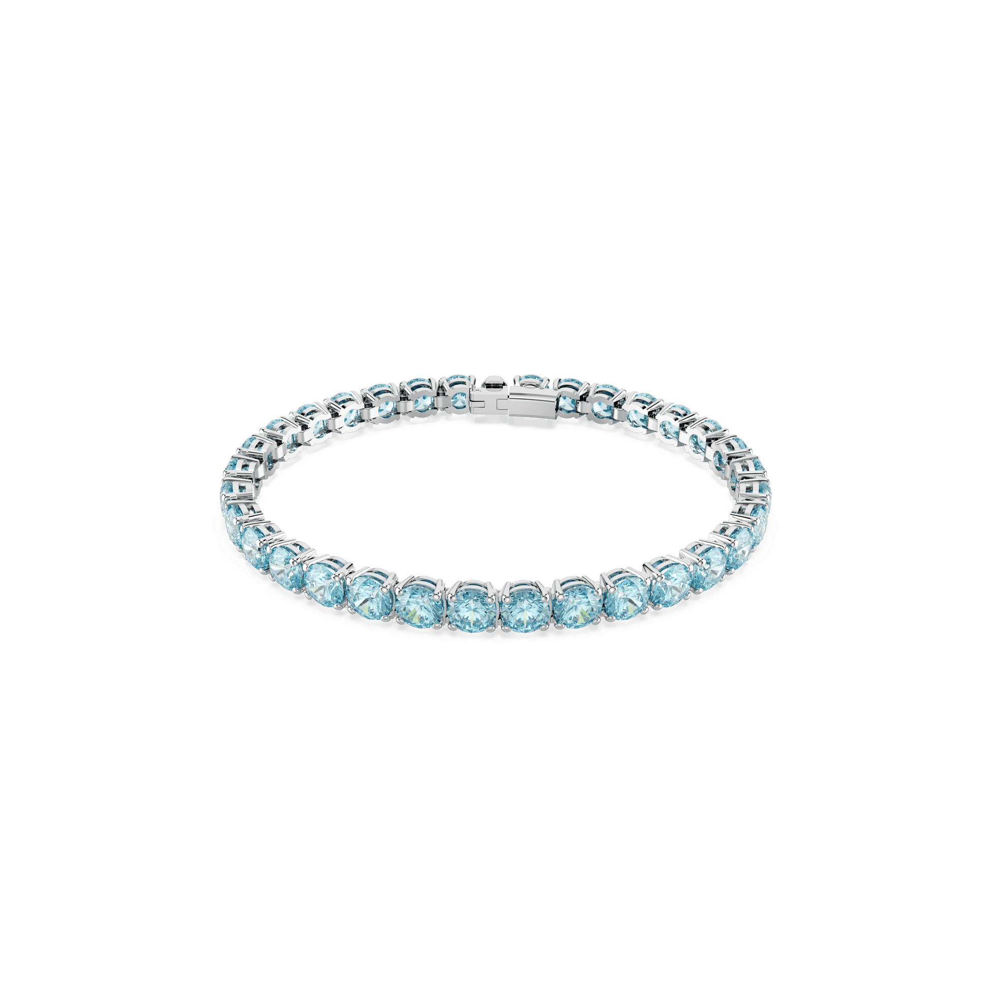 Matrix Tennis bracelet, Round cut, Blue, Rhodium plated 5648927