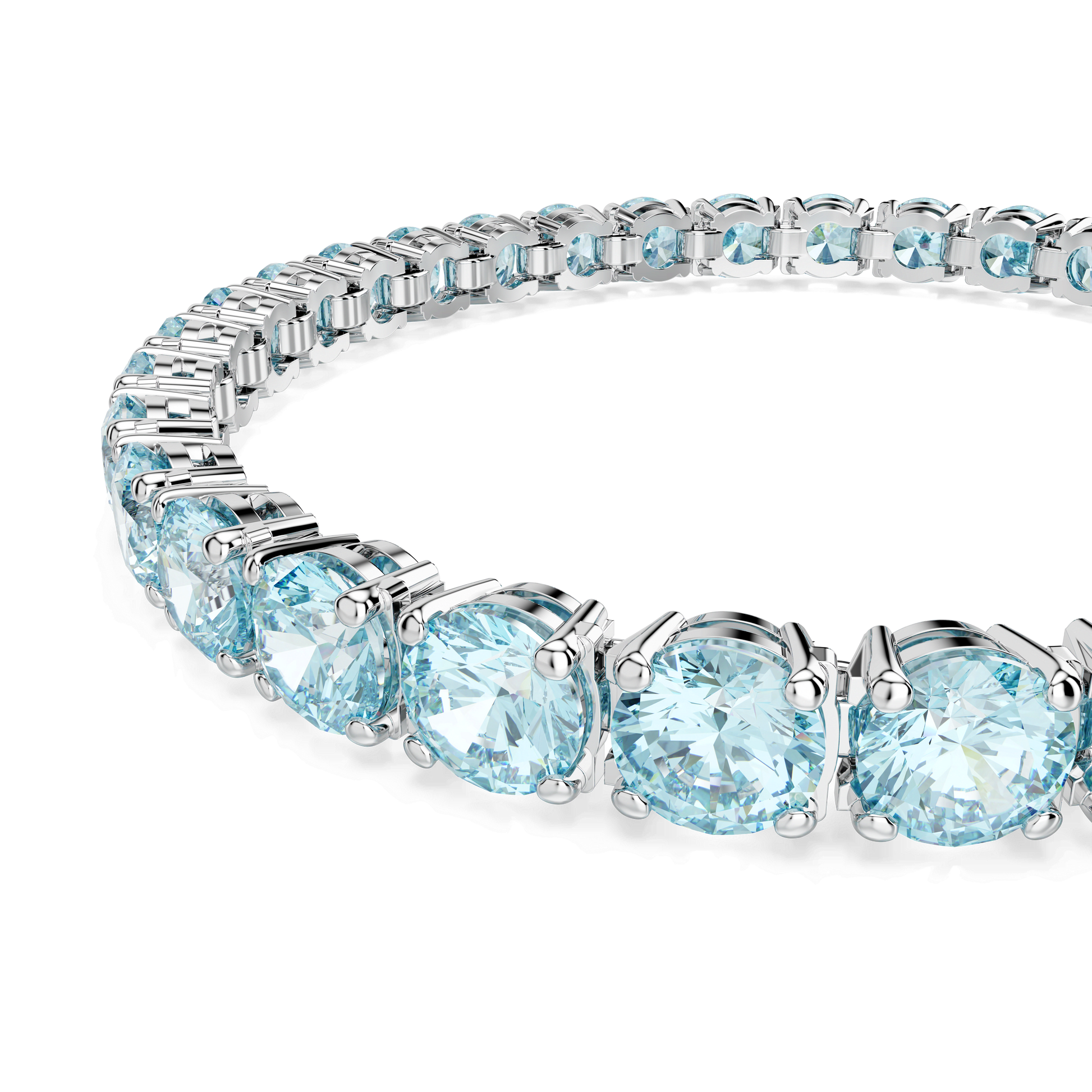 Matrix Tennis bracelet, Round cut, Blue, Rhodium plated 5648927