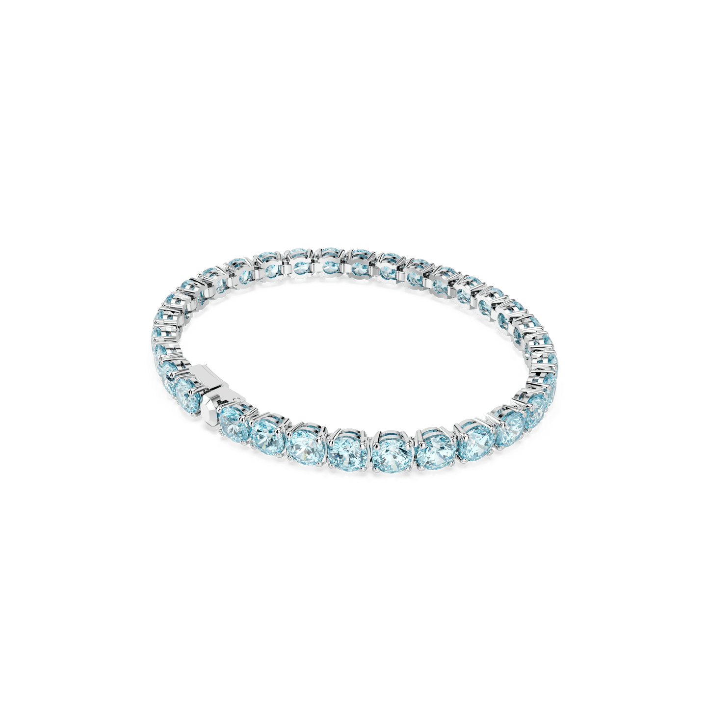Matrix Tennis bracelet, Round cut, Blue, Rhodium plated 5648927