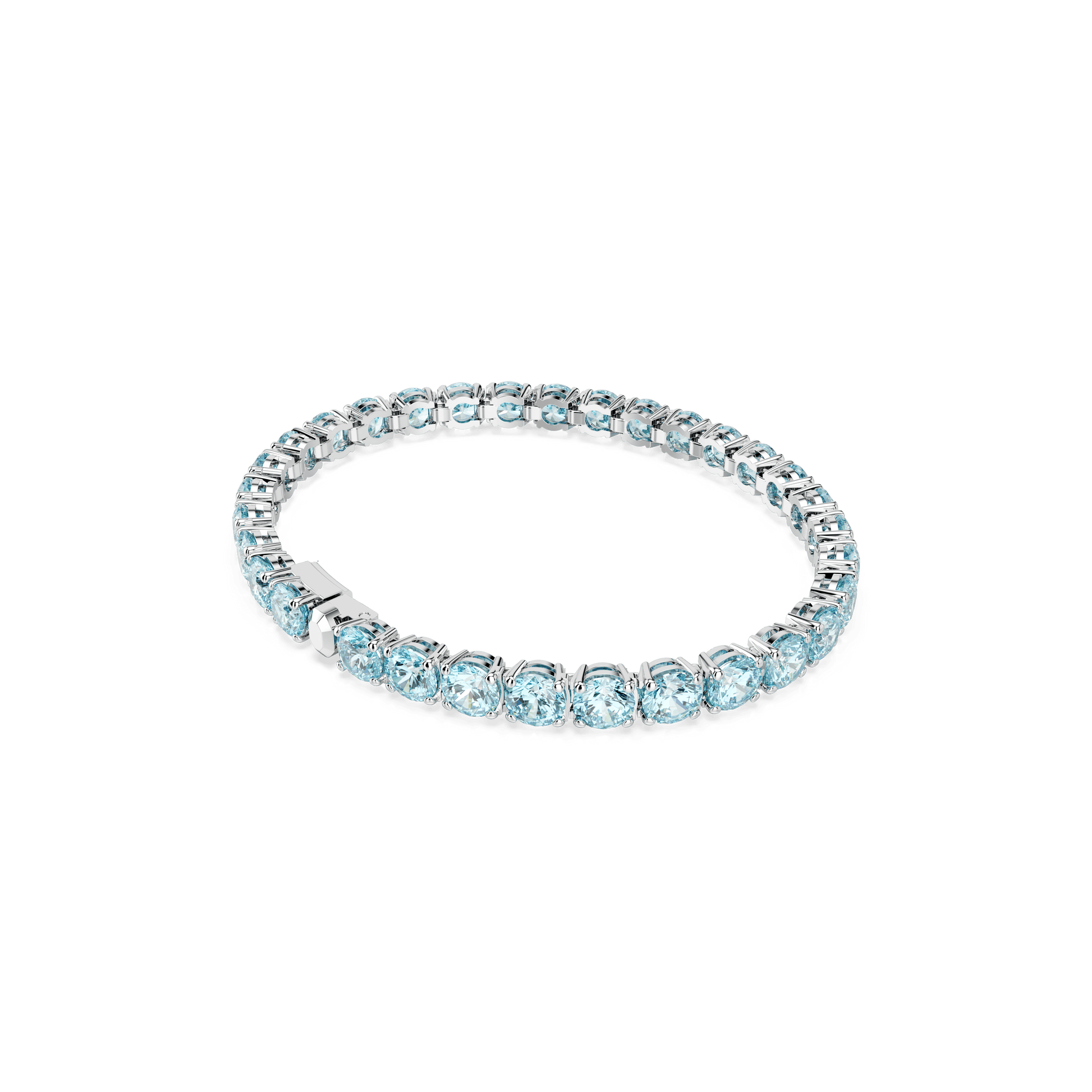 Matrix Tennis bracelet, Round cut, Blue, Rhodium plated 5648928