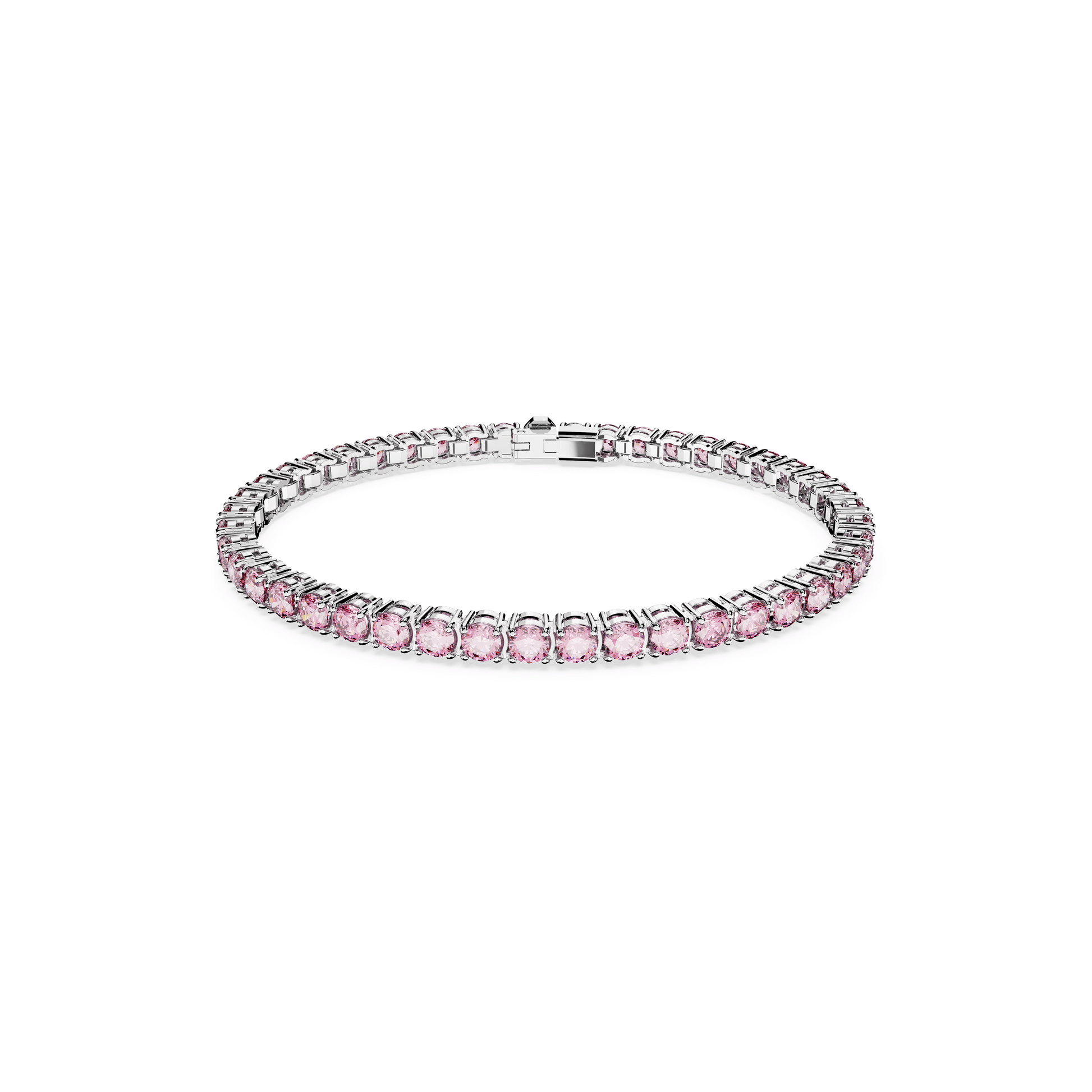 Matrix Tennis bracelet, Round cut, Pink, Rhodium plated 5648931