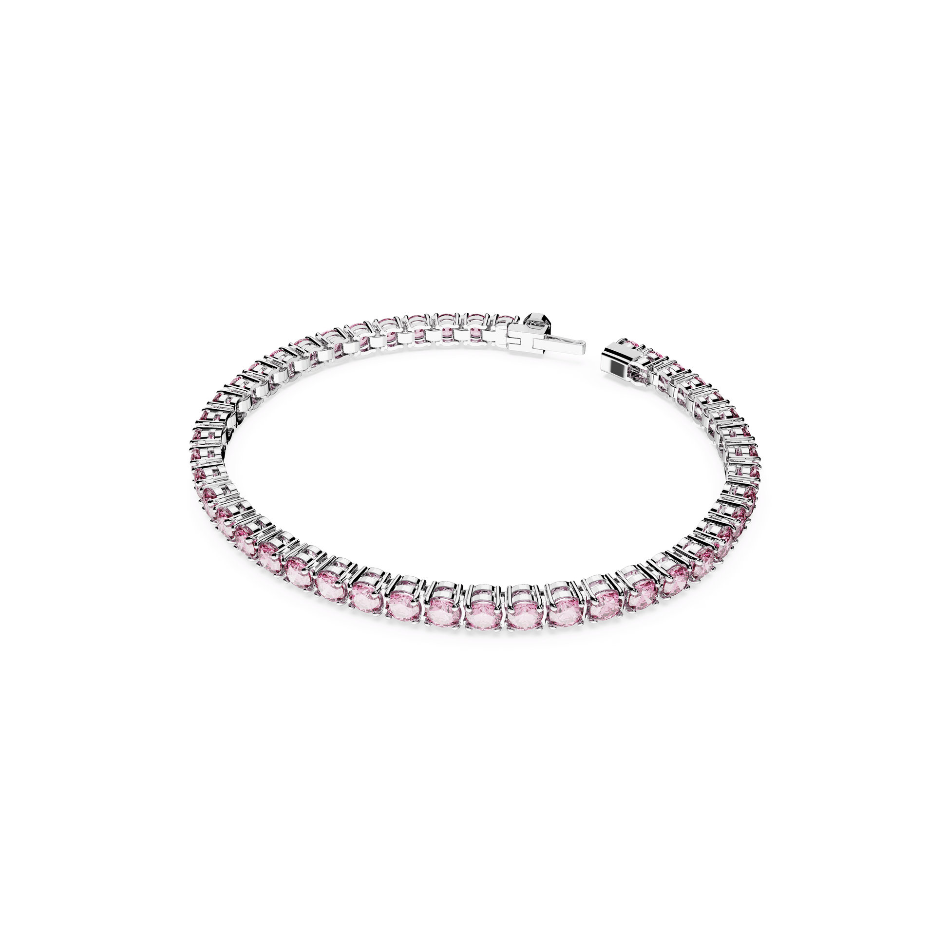Matrix Tennis bracelet, Round cut, Pink, Rhodium plated 5648931